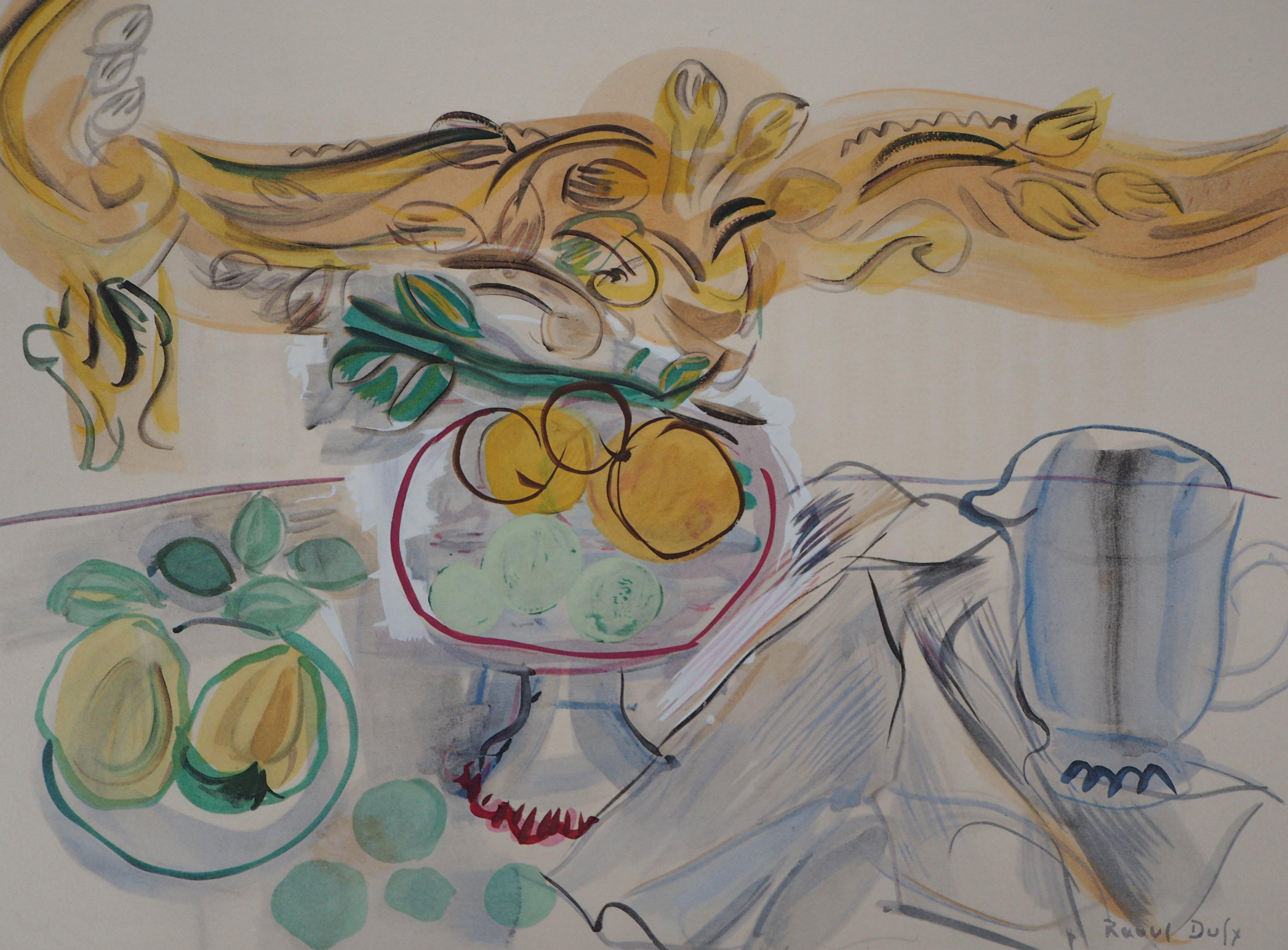Still Life with Fruits - Original Lithograph - Print by Raoul Dufy