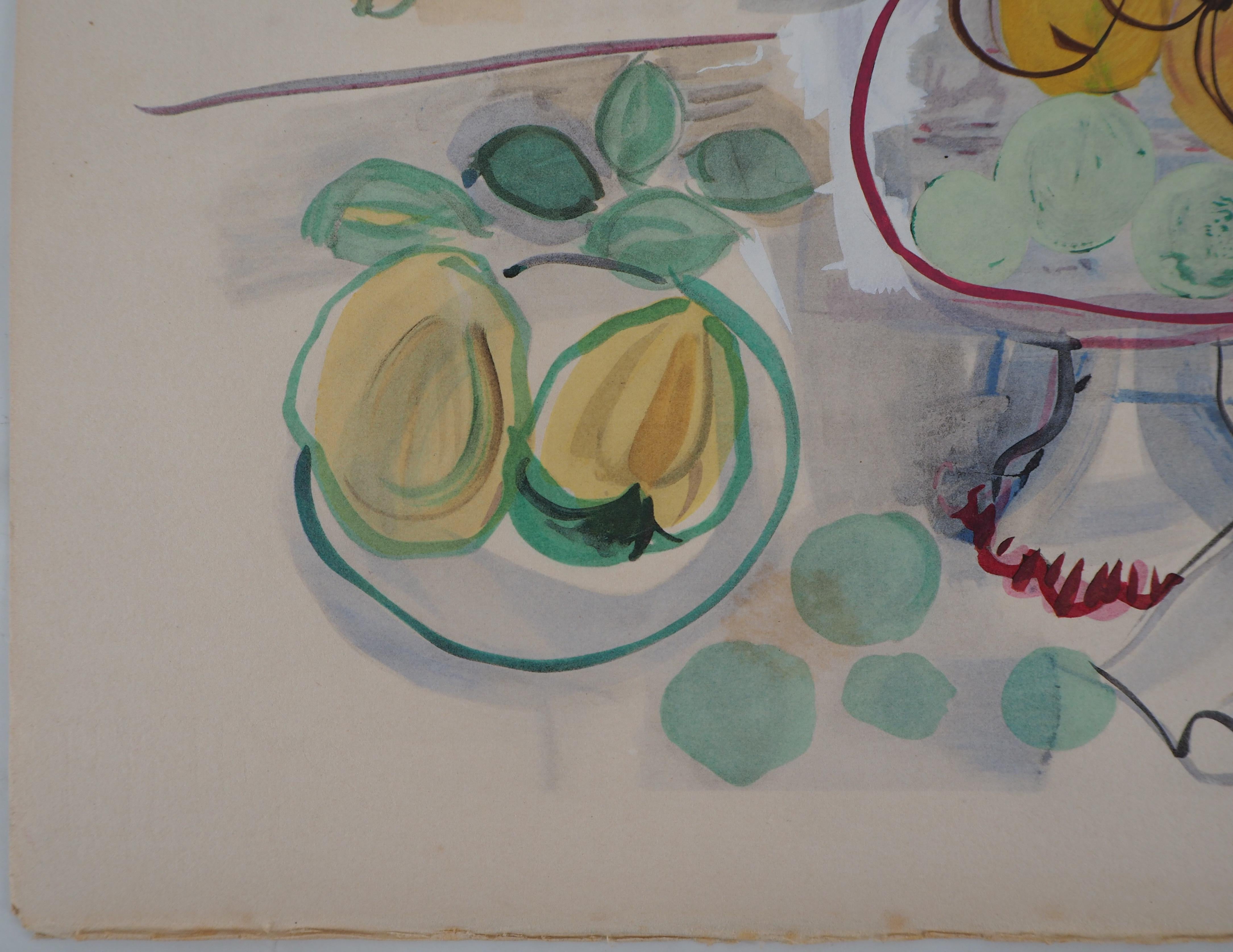 Raoul DUFY
Still Life with Fruits, 1953

Original Lithograph with stencil watercolor
With printed signature in the plate
On Arches vellum
28 x 38 cm (c. 11 x 15 inch)

Excellent condition