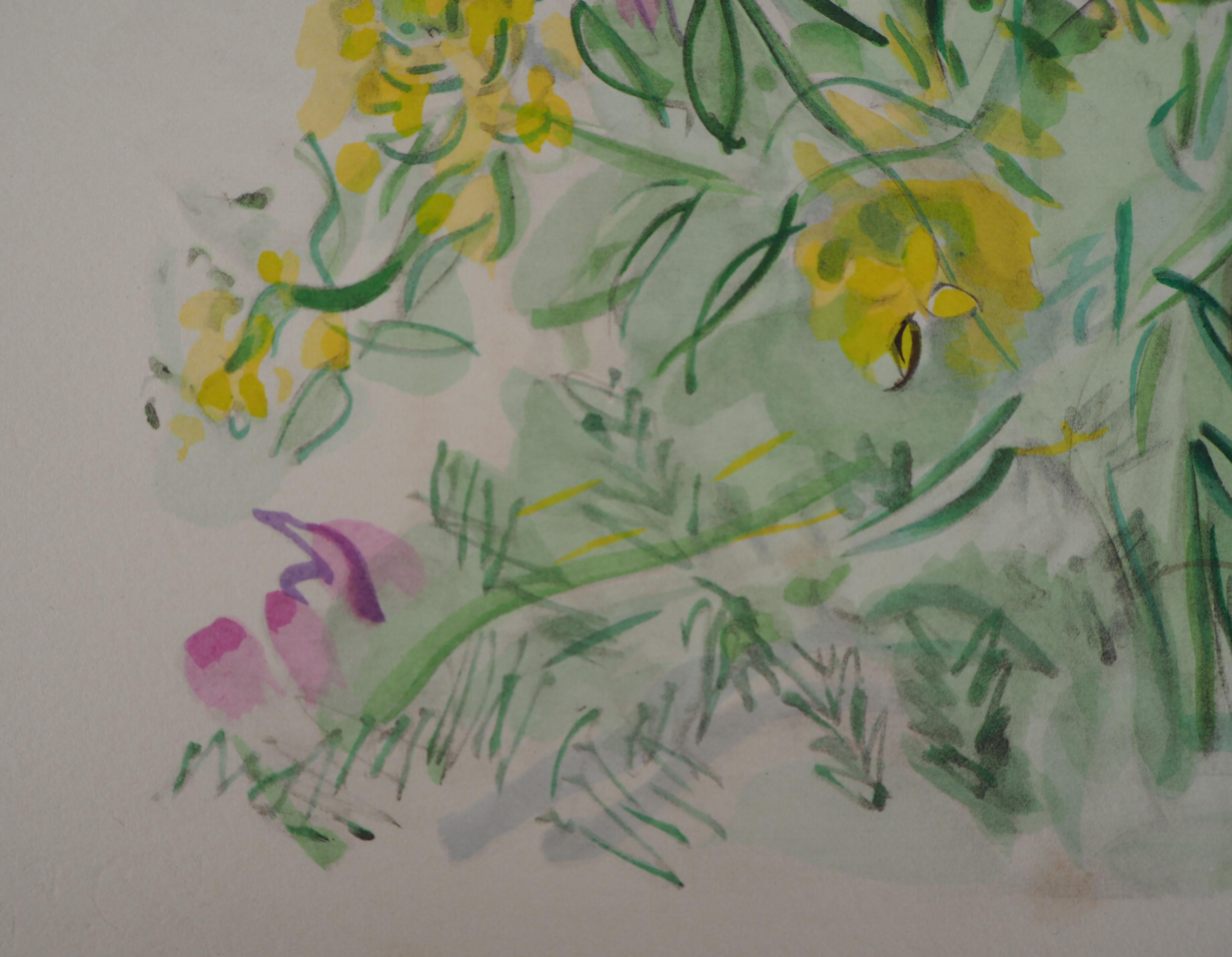 Summer Garden : a Bunch of Flowers - Original Lithograph For Sale 1