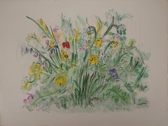 Vintage Summer Garden : a Bunch of Flowers - Original Lithograph