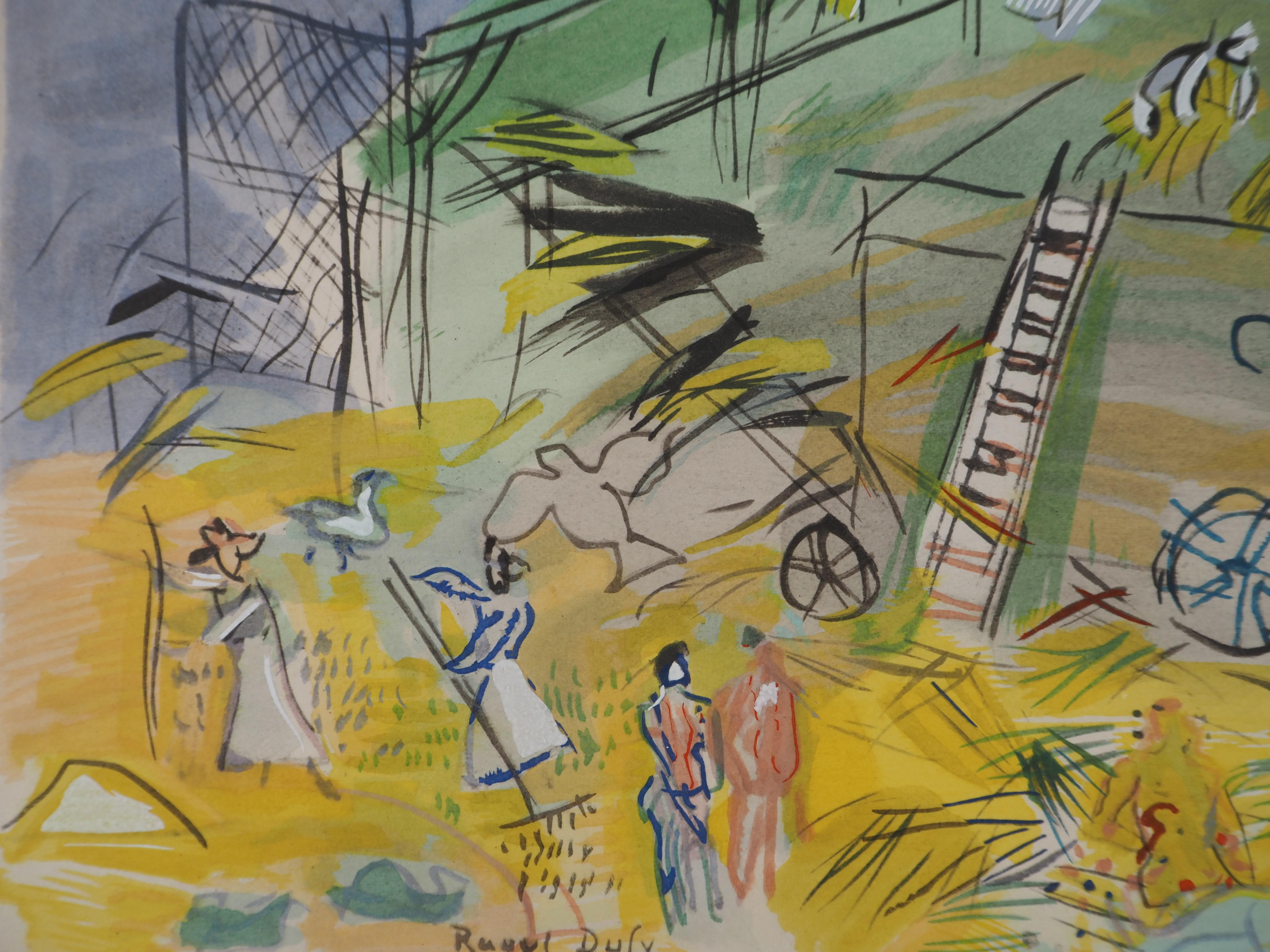 Raoul DUFY
Summer : Harvest Time, 1953

Original Lithograph with stencil watercolor
With printed signature in the plate
On Arches vellum
28 x 38 cm (c. 11 x 15 inch)

Very good condition 