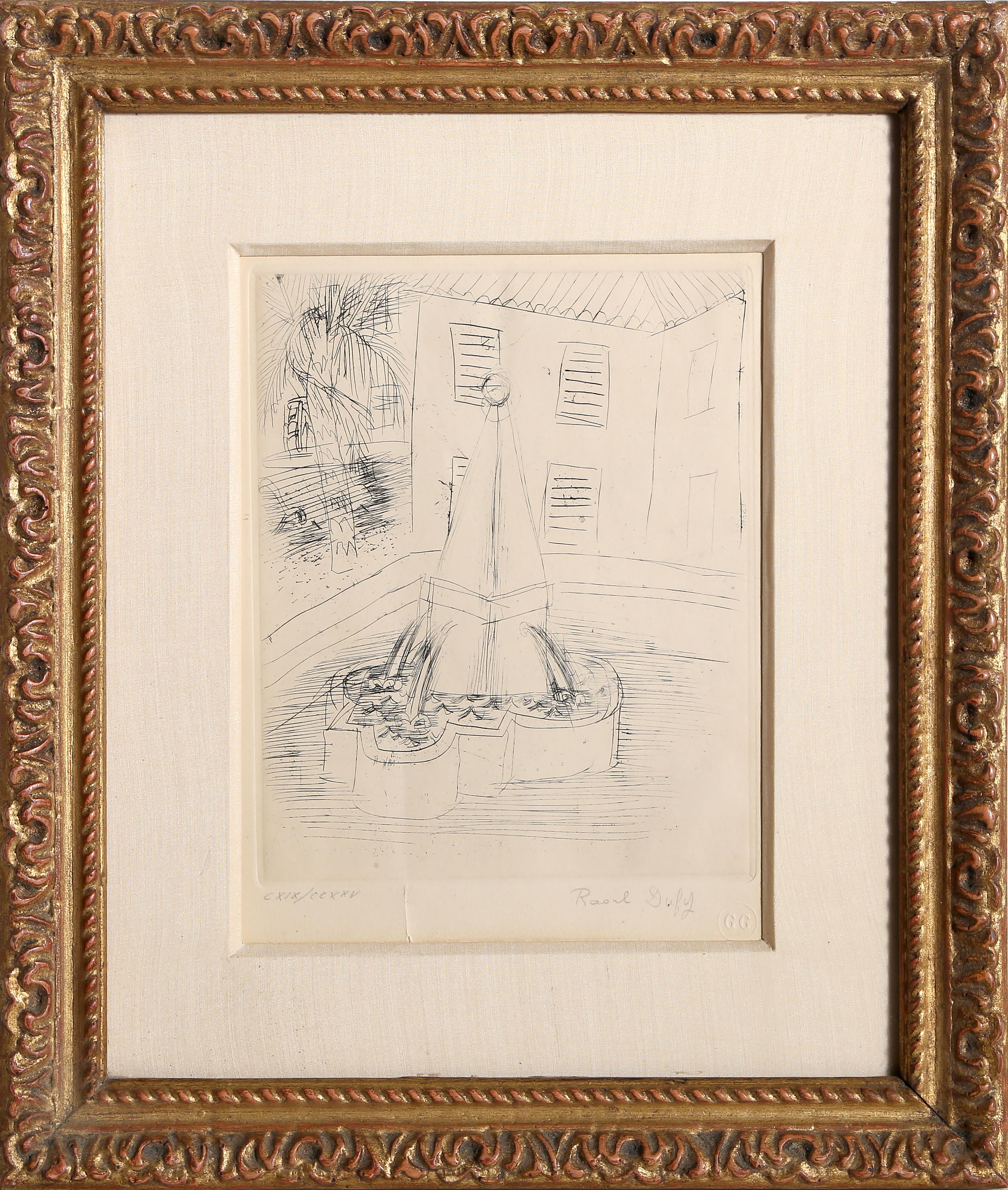 La Fuente de Venecia

Raoul Dufy
Francés (1877-1953)

Fecha: c 1951
Aguafuerte, firmado y numerado a lápiz
Edición de CXIX/CCXXV
Tamaño de la imagen: 9 x 7 pulgadas
Tamaño del marco: 17 x 14,25 pulgadas