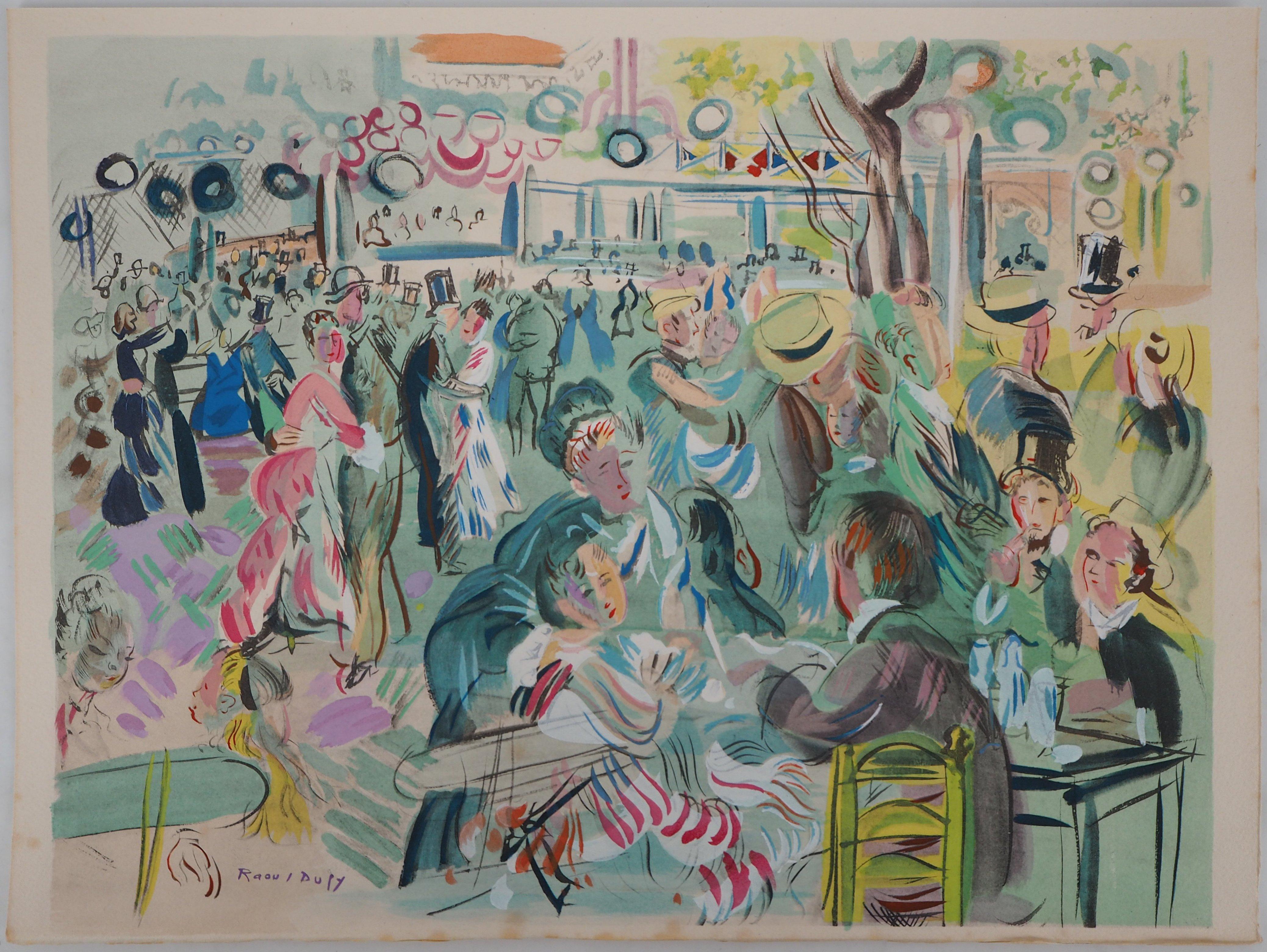 Tribute to Renoir : Dancing Cafe - Original Lithograph - Print by Raoul Dufy