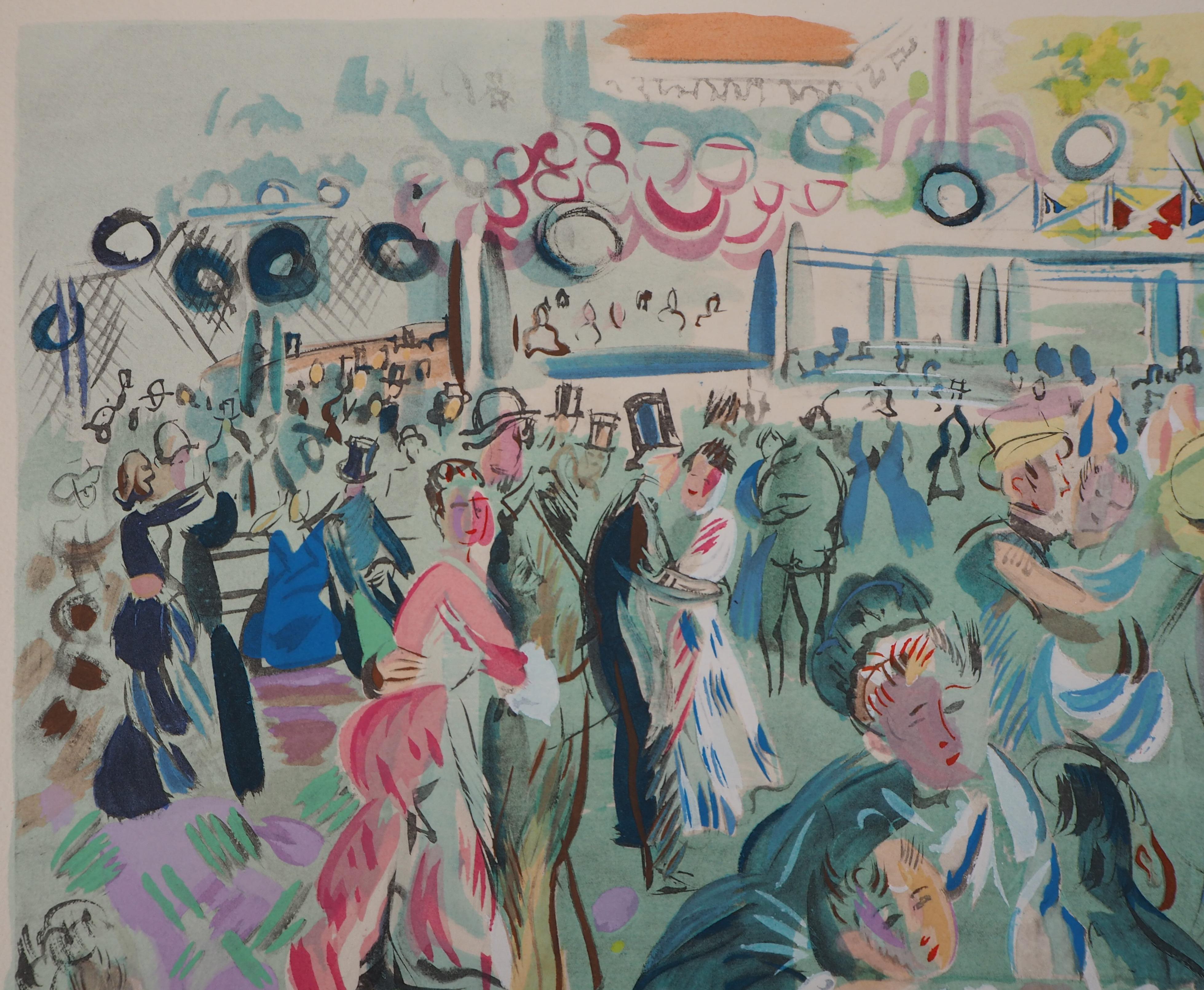 Tribute to Renoir : Dancing Cafe - Original Lithograph - Gray Figurative Print by Raoul Dufy