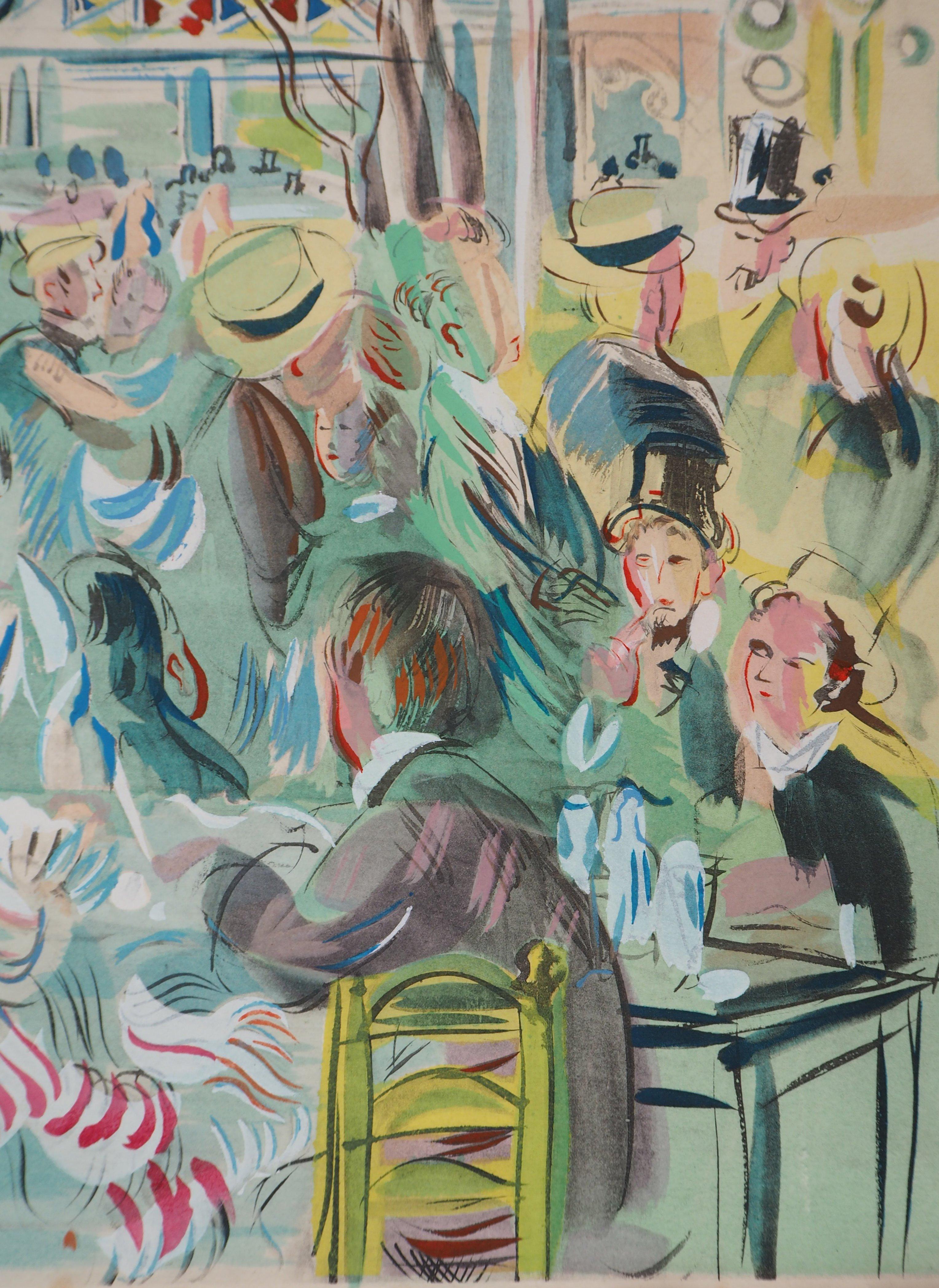 Tribute to Renoir : Dancing Cafe - Original Lithograph - Gray Figurative Print by Raoul Dufy