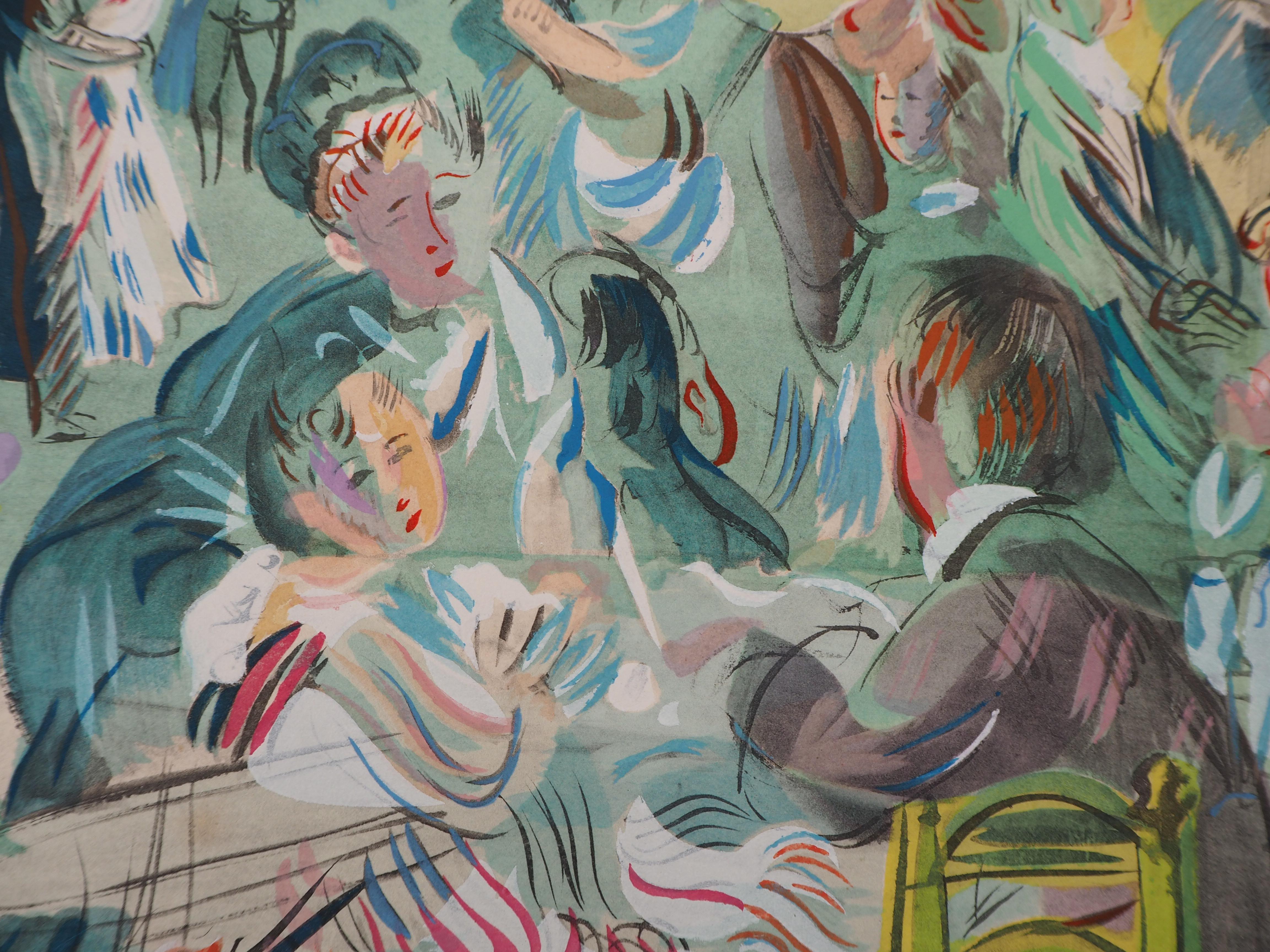 Raoul DUFY
Dancing Cafe, 1953

Original Lithograph with stencil watercolor
With printed signature in the plate
On Arches vellum
28 x 38 cm (c. 11 x 15 inch)

Excellent condition