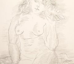 Woman With Shell, Impressionist Etching by Raoul Dufy