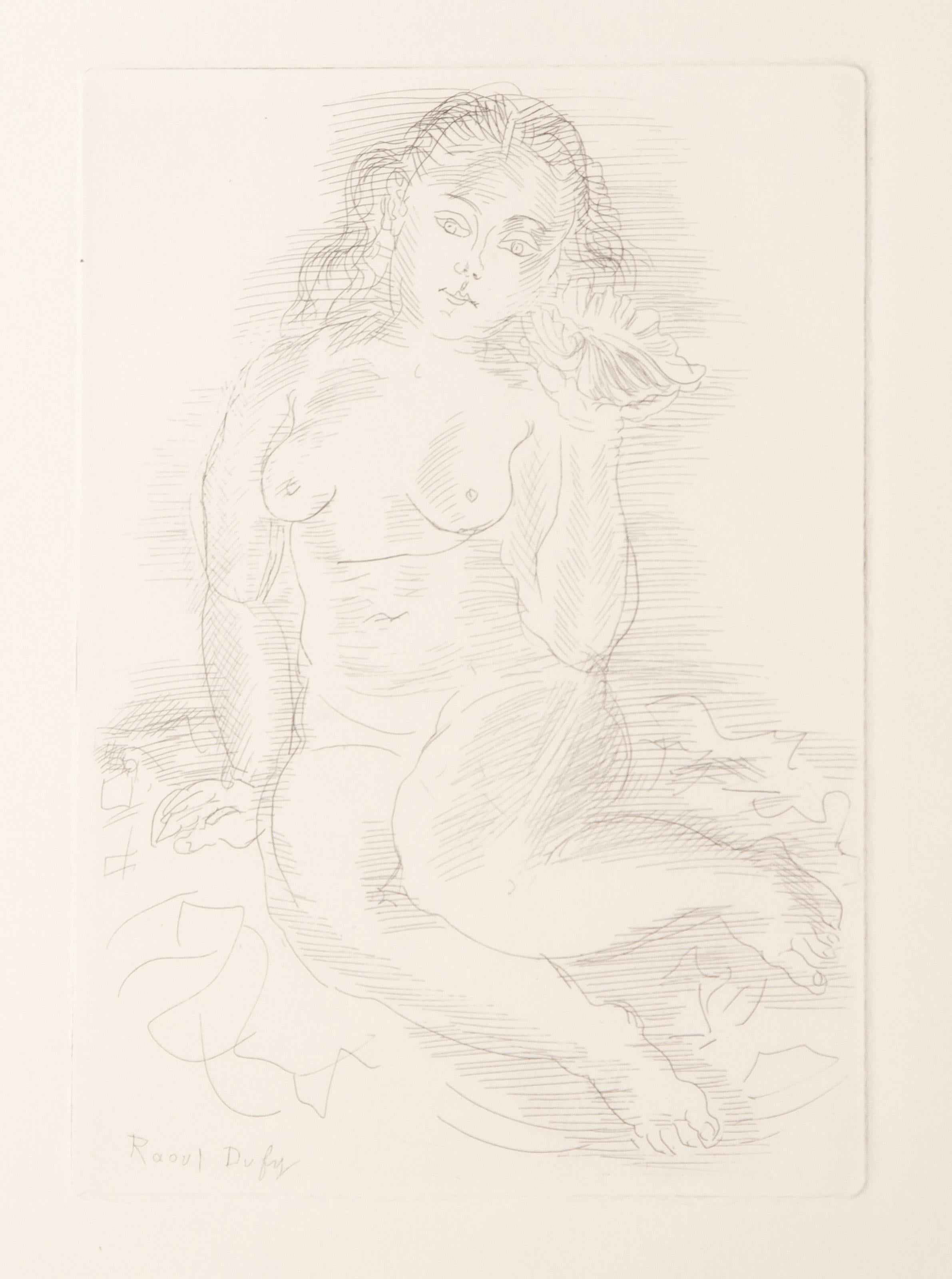Woman With Shell, Impressionist Etching by Raoul Dufy