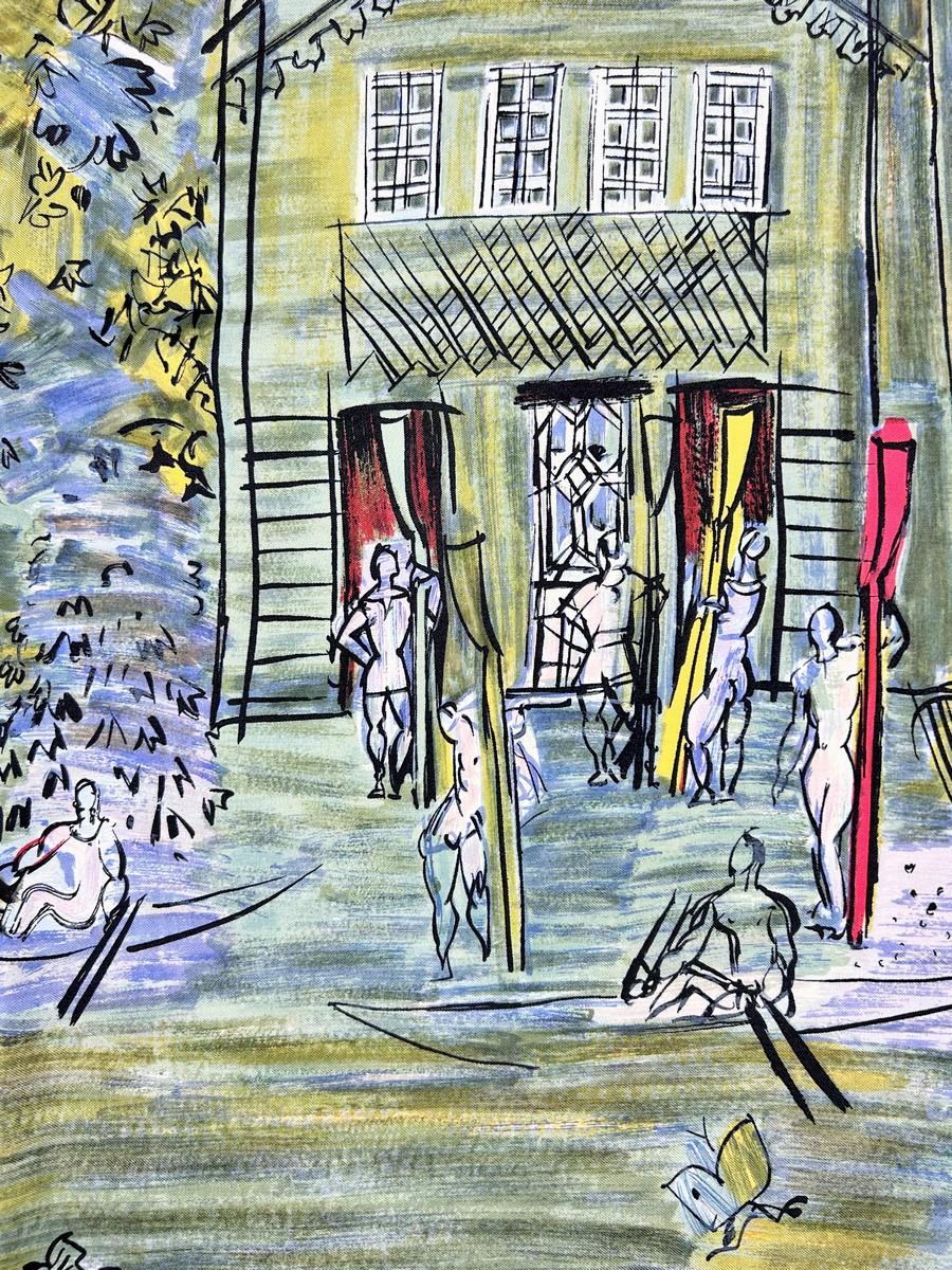 Raoul Dufy quadratischer Seidenköperschal nach Le Canotage 1935 - Frankreich CIRCA 1950 im Angebot 7