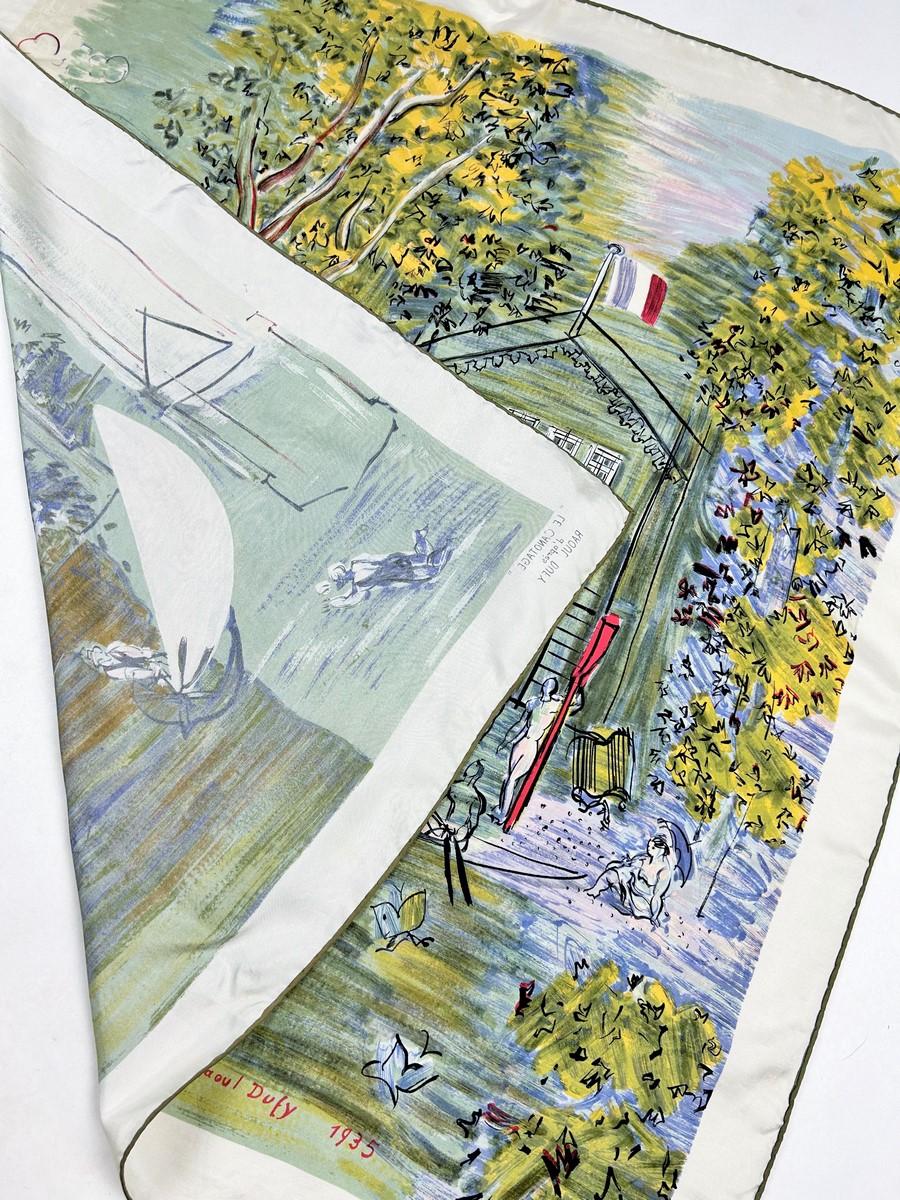 Raoul Dufy quadratischer Seidenköperschal nach Le Canotage 1935 - Frankreich CIRCA 1950 im Angebot 8