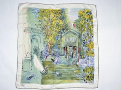 Raoul Dufy silk twill square scarf based on Le Canotage 1935 - France Circa 1950