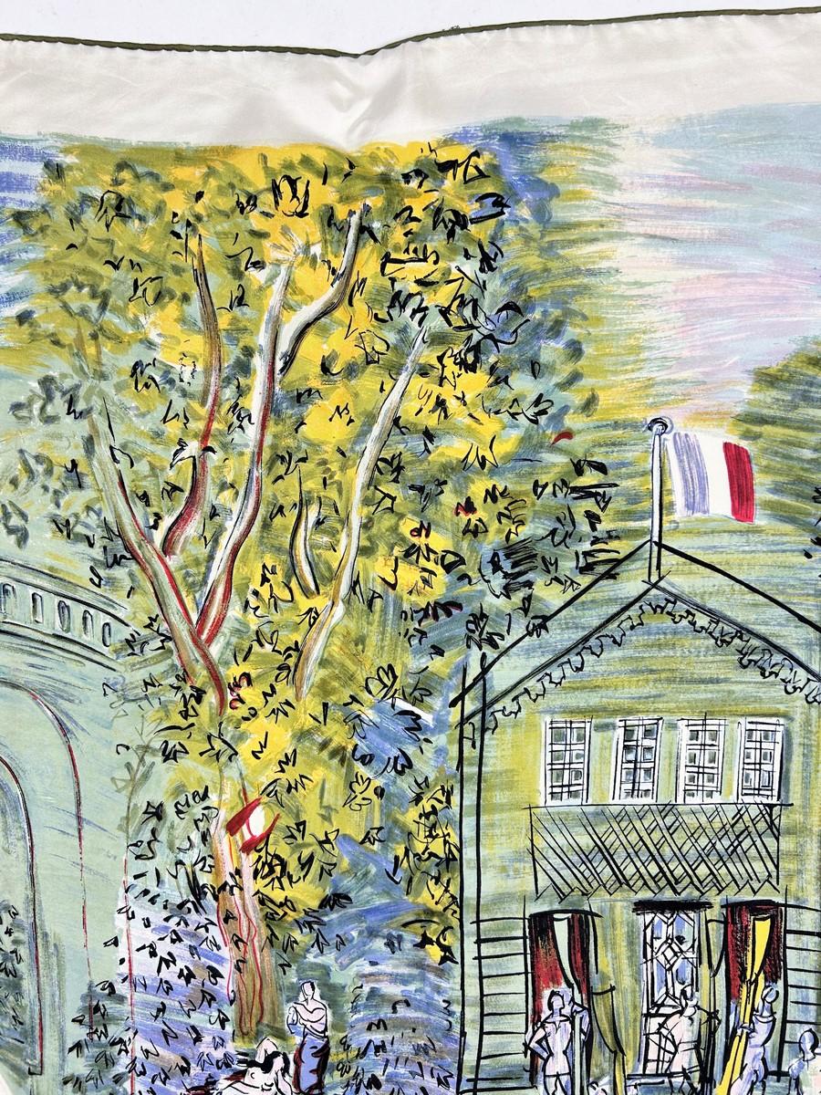 Raoul Dufy quadratischer Seidenköperschal nach Le Canotage 1935 - Frankreich CIRCA 1950 im Angebot 4