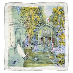 Raoul Dufy quadratischer Seidenköperschal nach Le Canotage 1935 - Frankreich CIRCA 1950