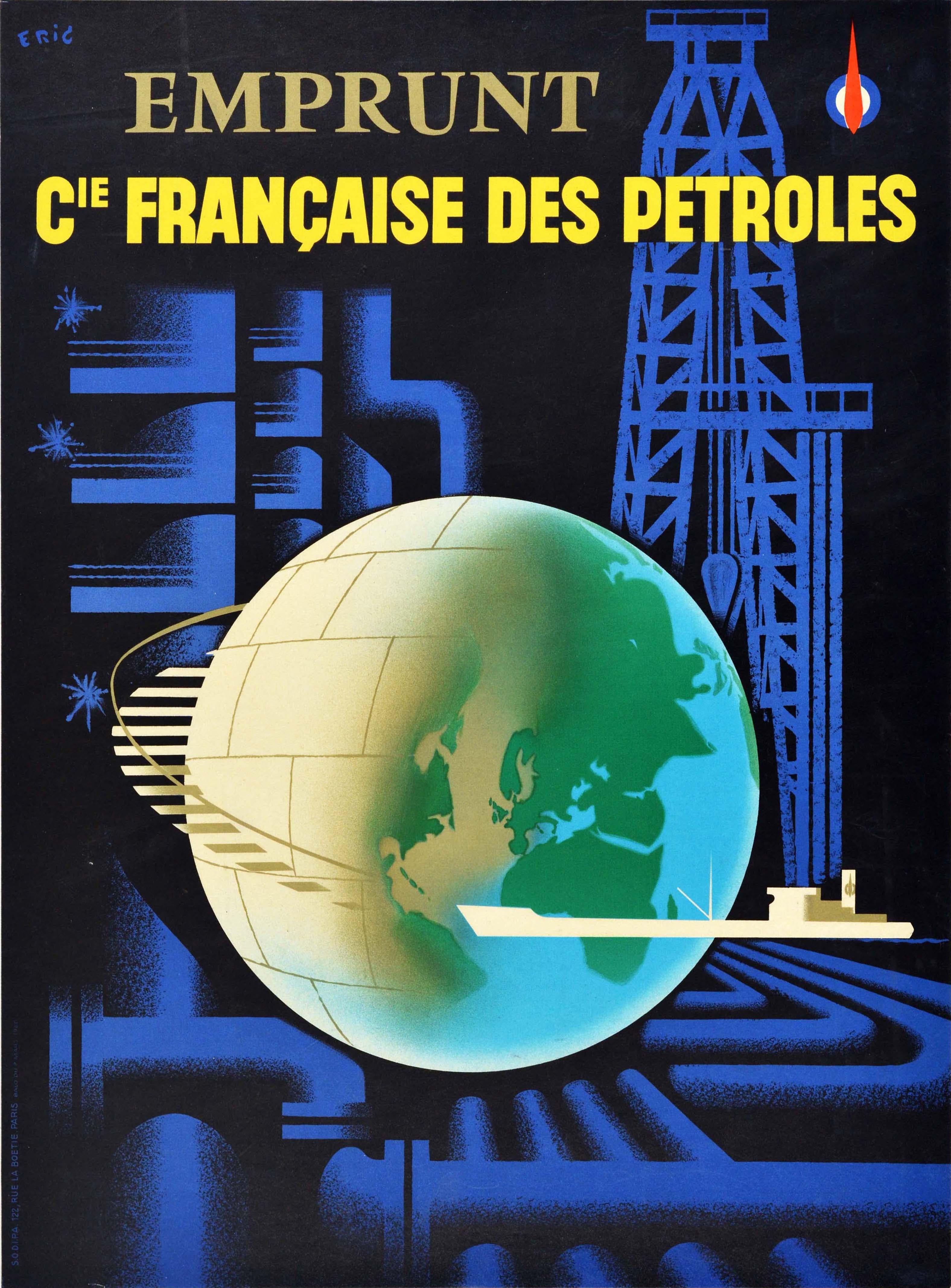 Print Raoul Eric Castel - Affiche rétro originale, Compagnie francaise des pétroles, Emprunt pétrolier français, Pétrole, Gas, CFP