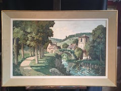 'Le Pont' Impressionist Landscape of Rural France, Signed Oil Painting