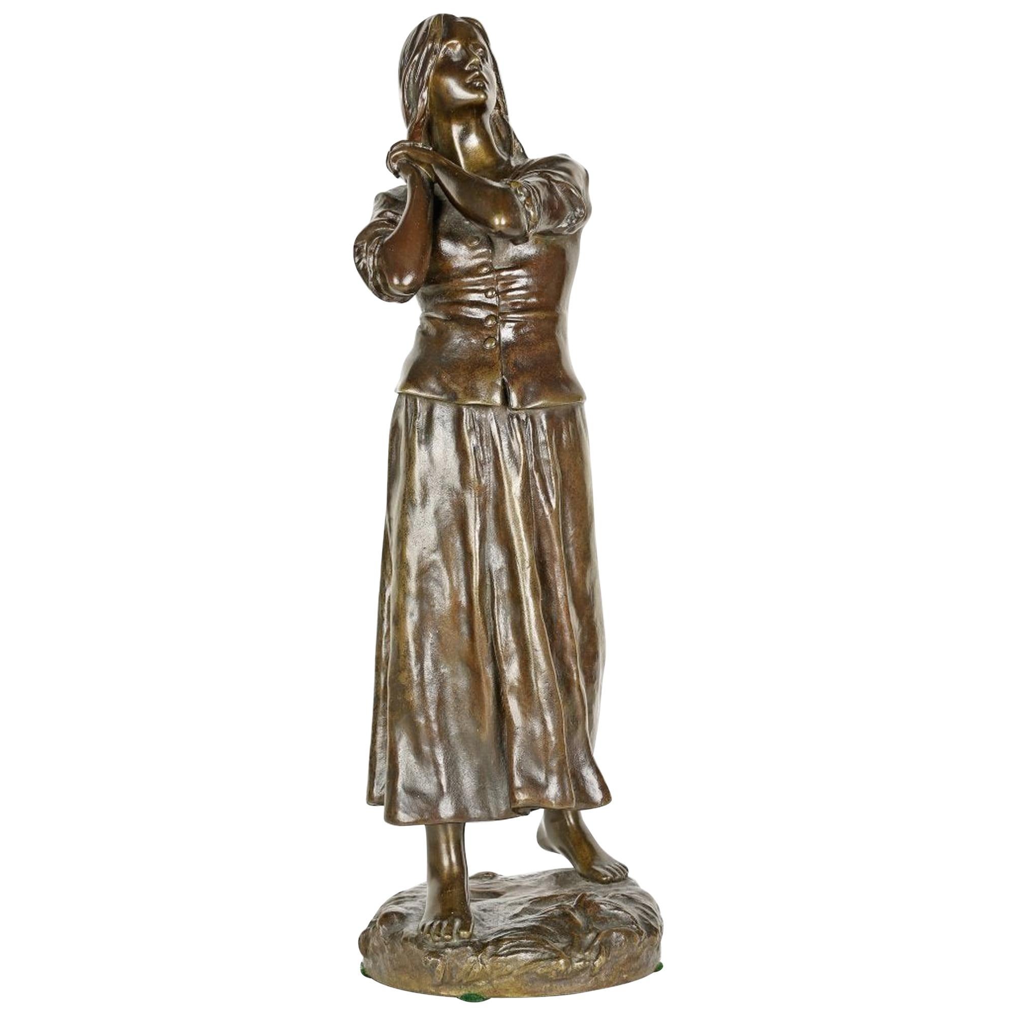 Raoul Fançois Larche Patinated Bronze Figure of a woman
