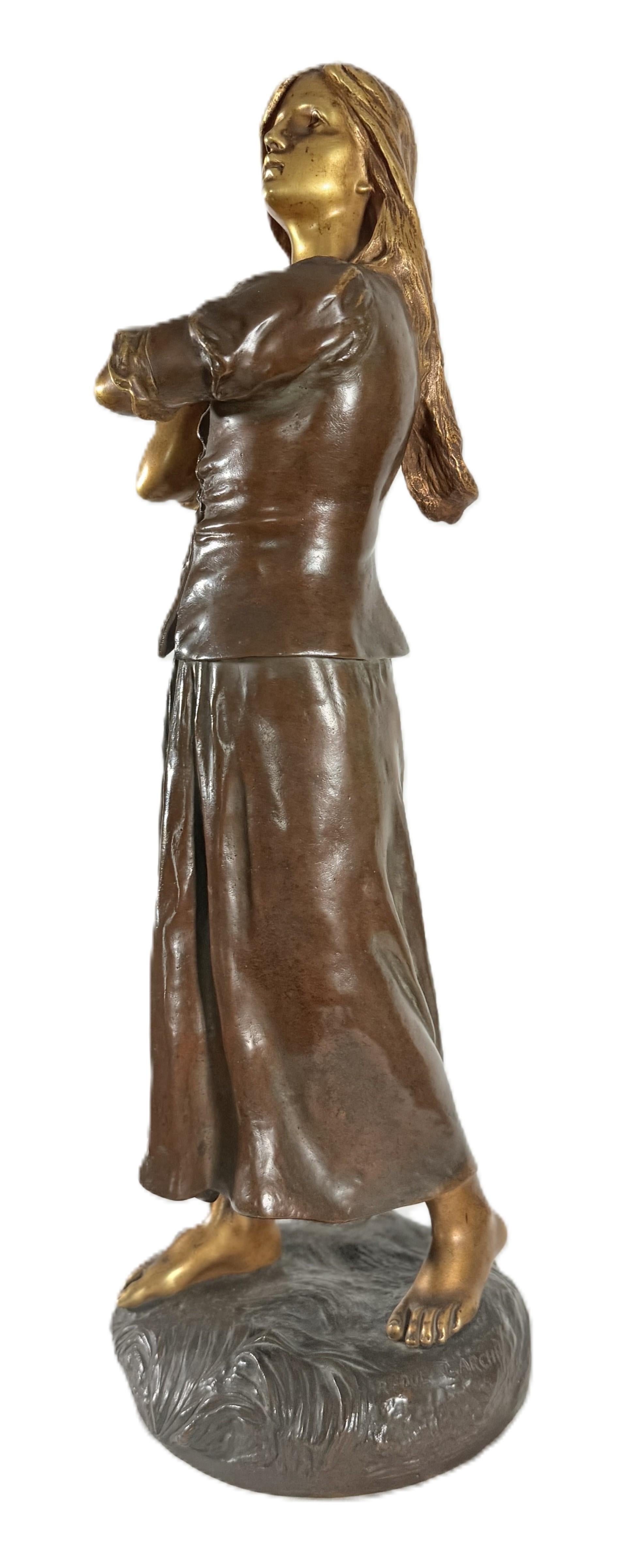 Raoul Fançois Larche Patinierte Bronzefigur einer Frau im Angebot 11
