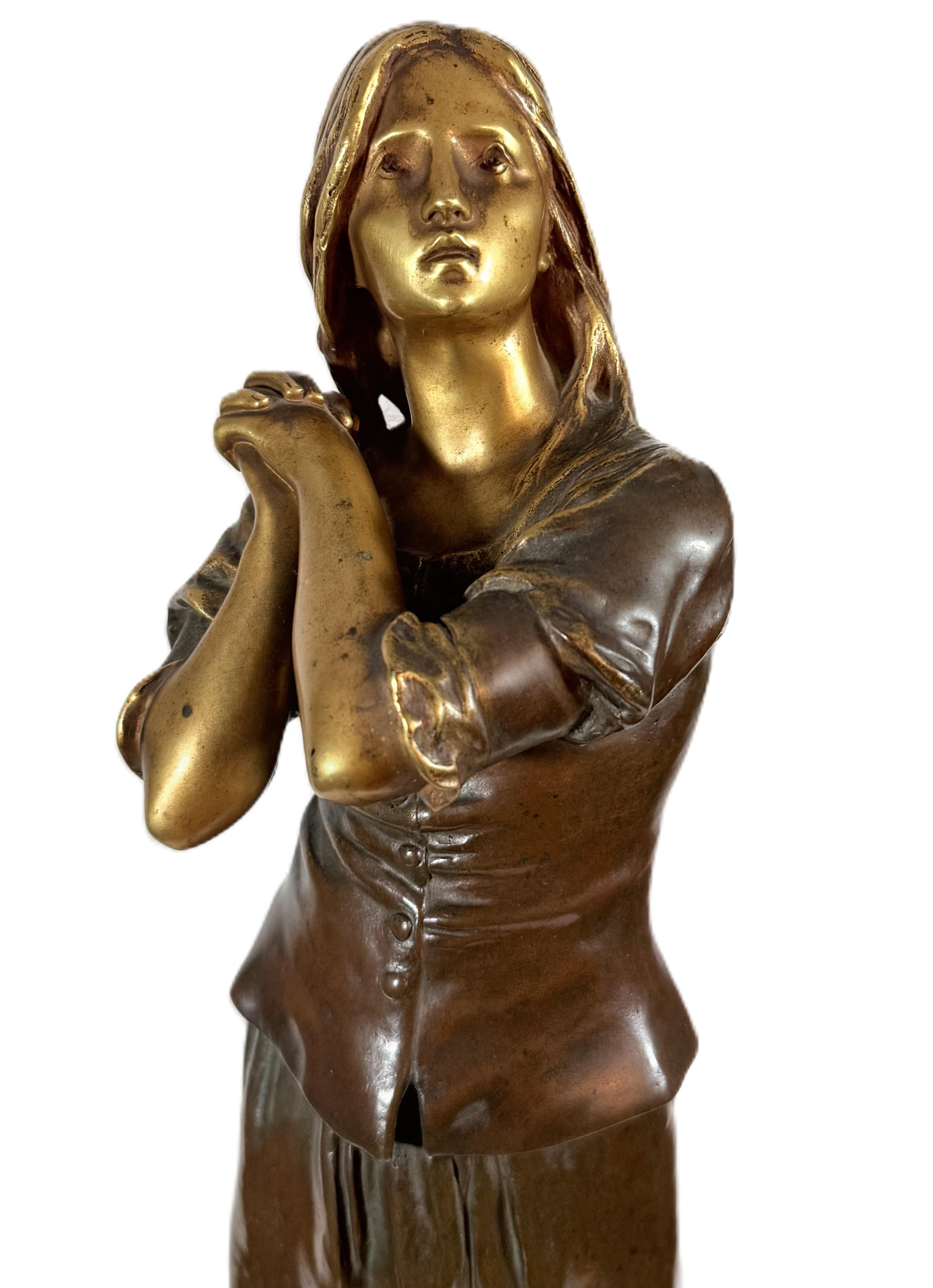 Raoul Fançois Larche Patinierte Bronzefigur einer Frau im Angebot 2