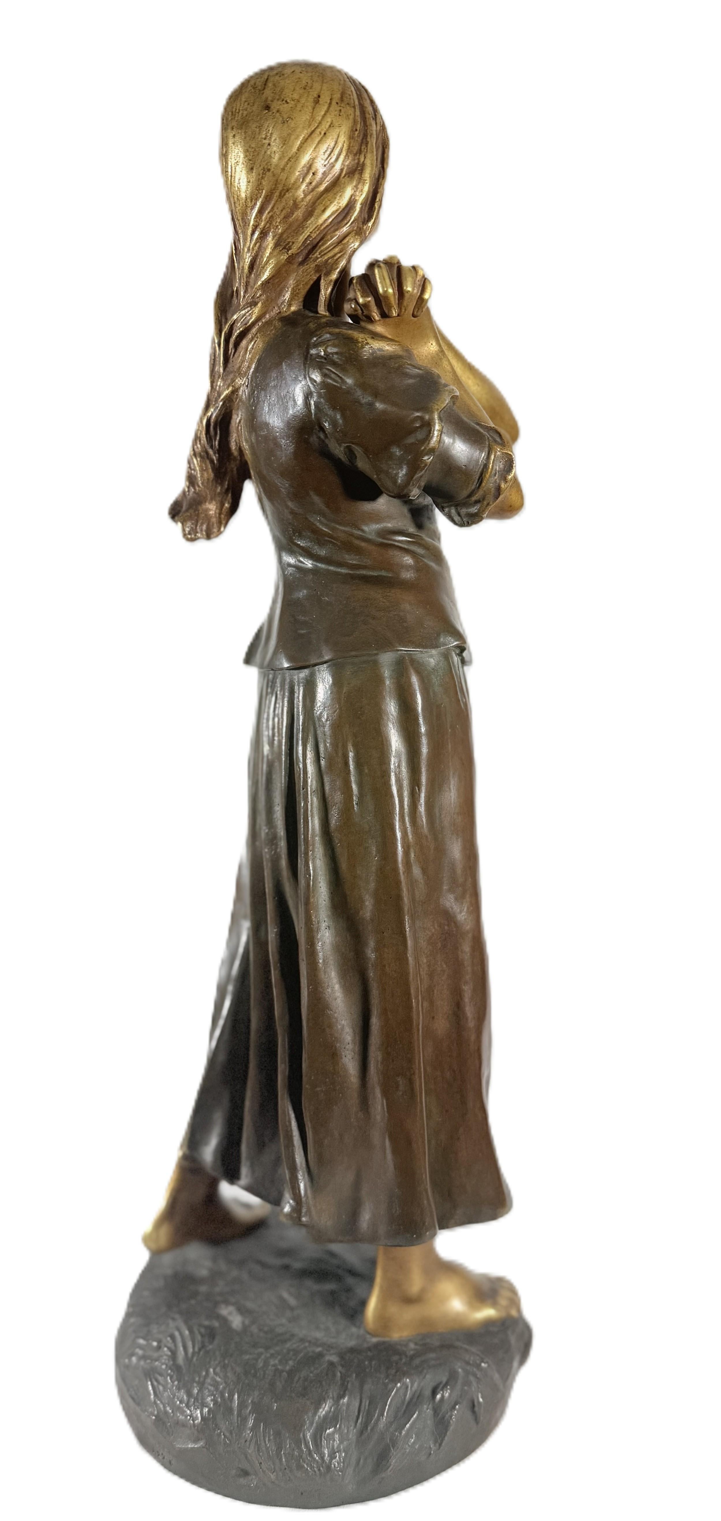 Raoul Fançois Larche Patinierte Bronzefigur einer Frau im Angebot 3