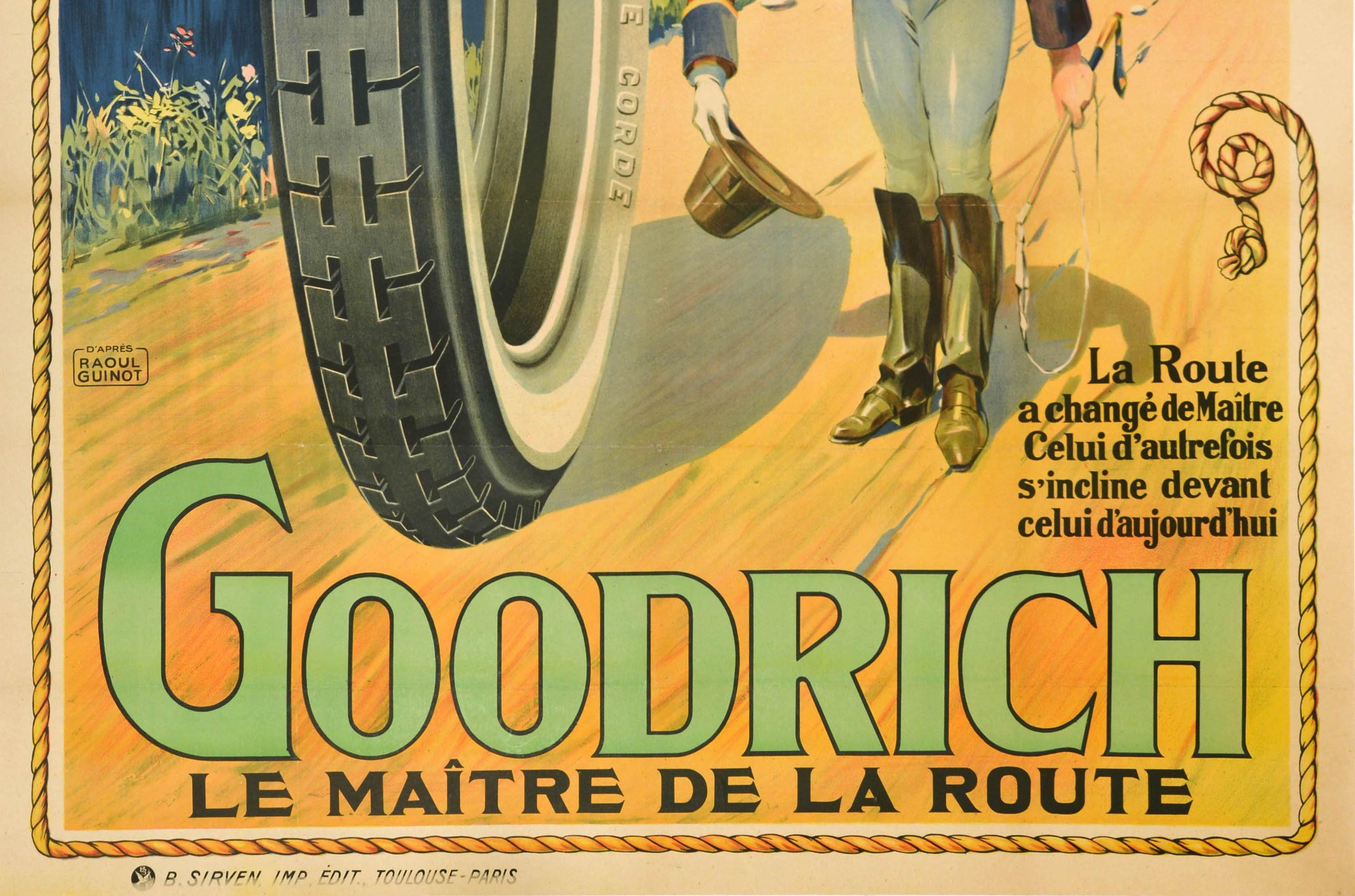 Original Antikes Originalplakat Goodrich Tires Master Of The Road Le Maitre De La Route (Beige), Print, von Raoul Guinot