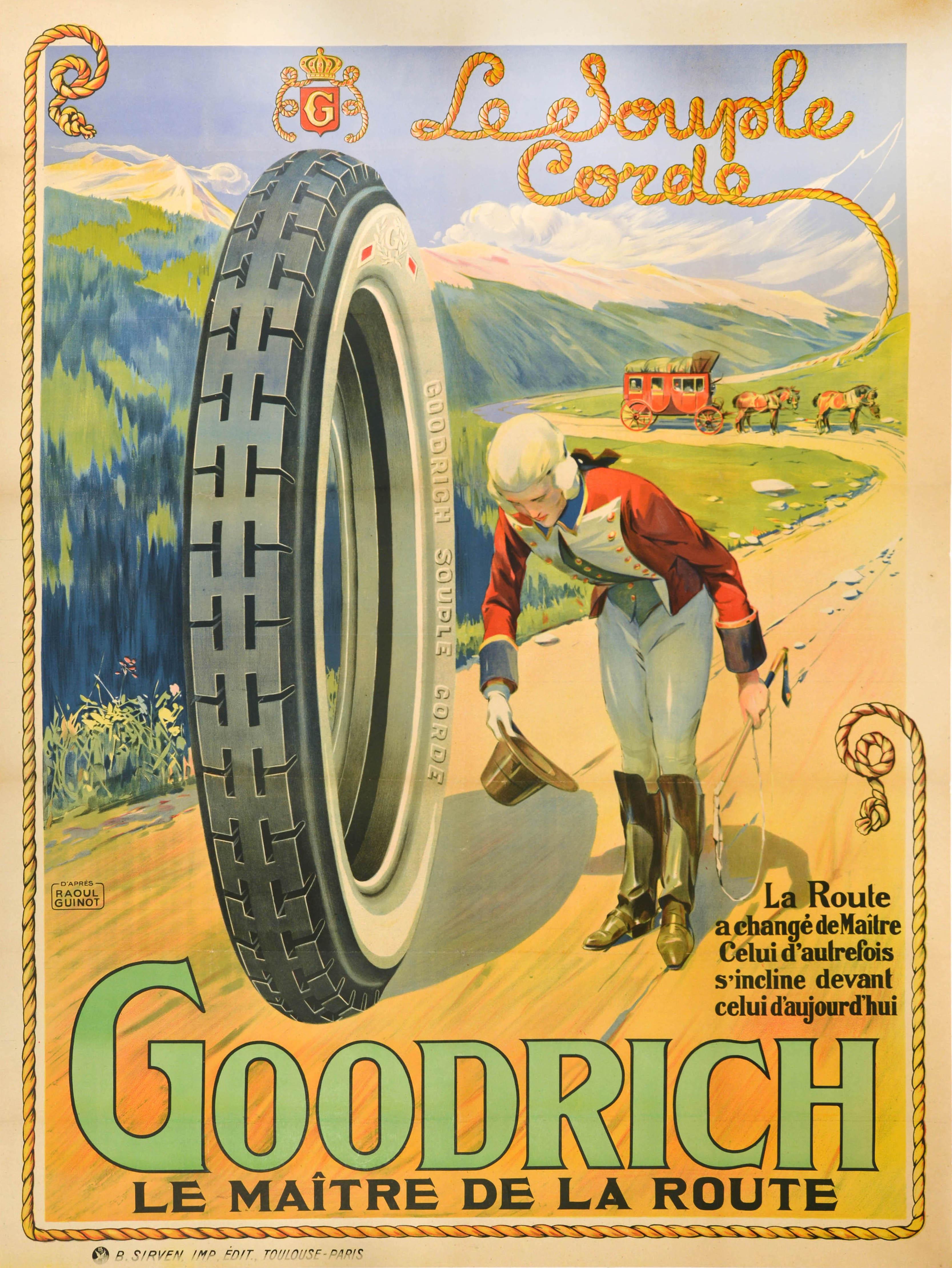 Raoul Guinot Print – Original Antikes Originalplakat Goodrich Tires Master Of The Road Le Maitre De La Route