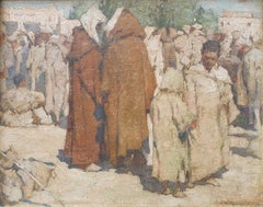 Orientalist painting Souk in Marocco Raoul GUIRAUD French modern 1950 20th