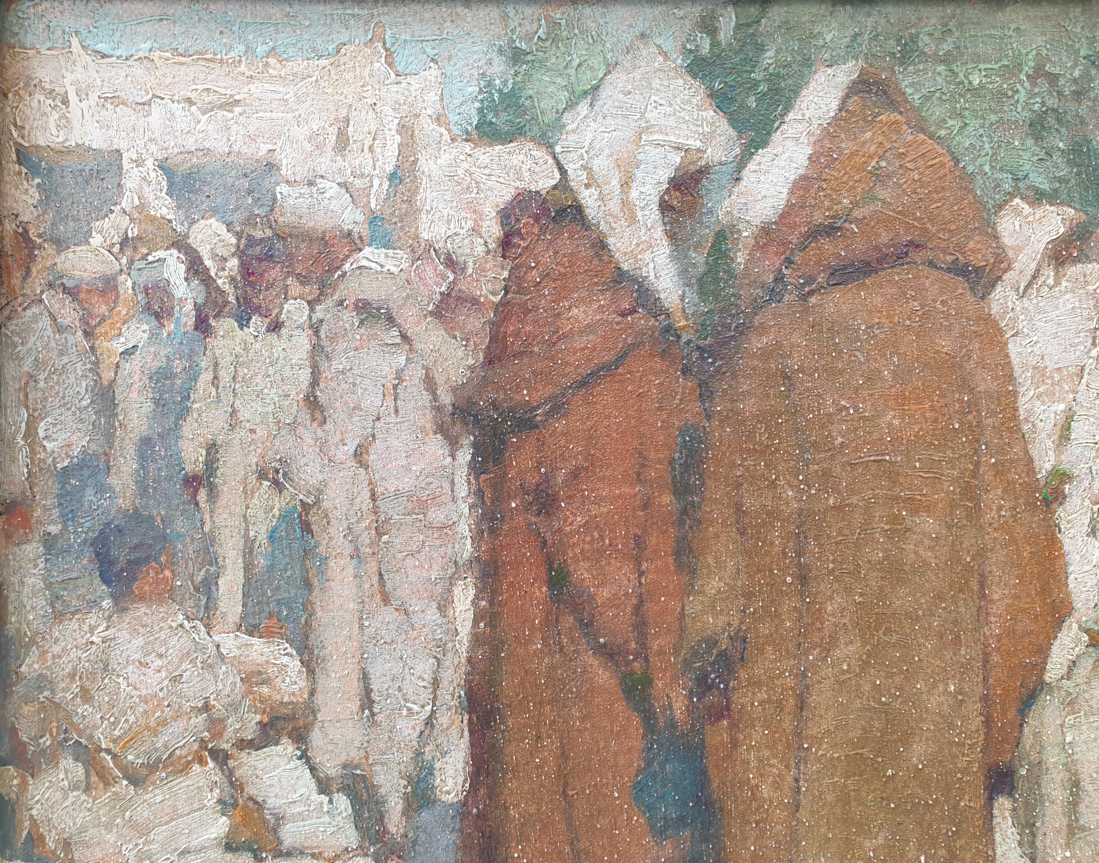 Orientalist painting Souk in Marocco Raoul GUIRAUD French modern 1950 20th 2