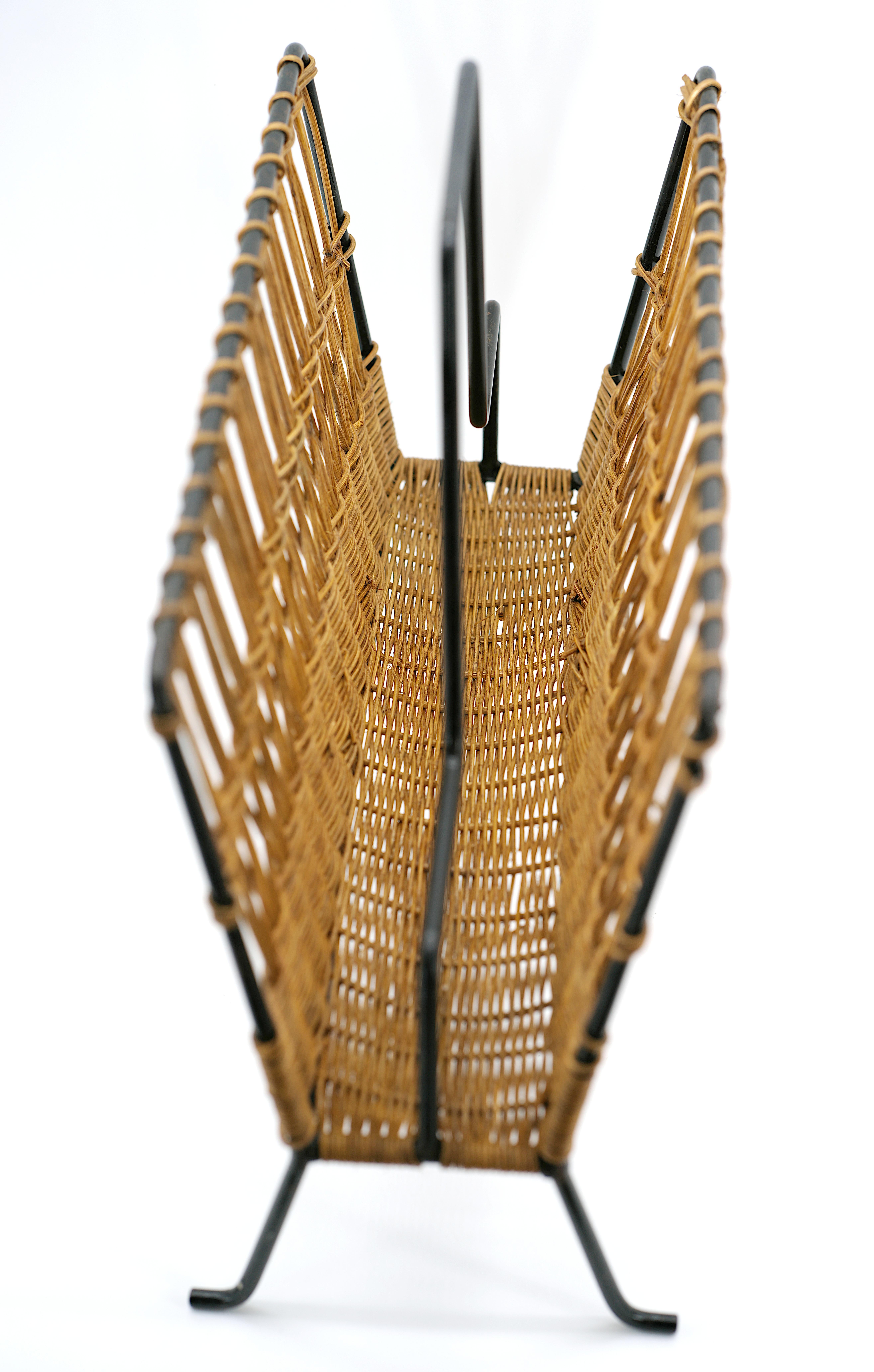 Metal Raoul Guys French Midcentury Magazine Rack For Sale