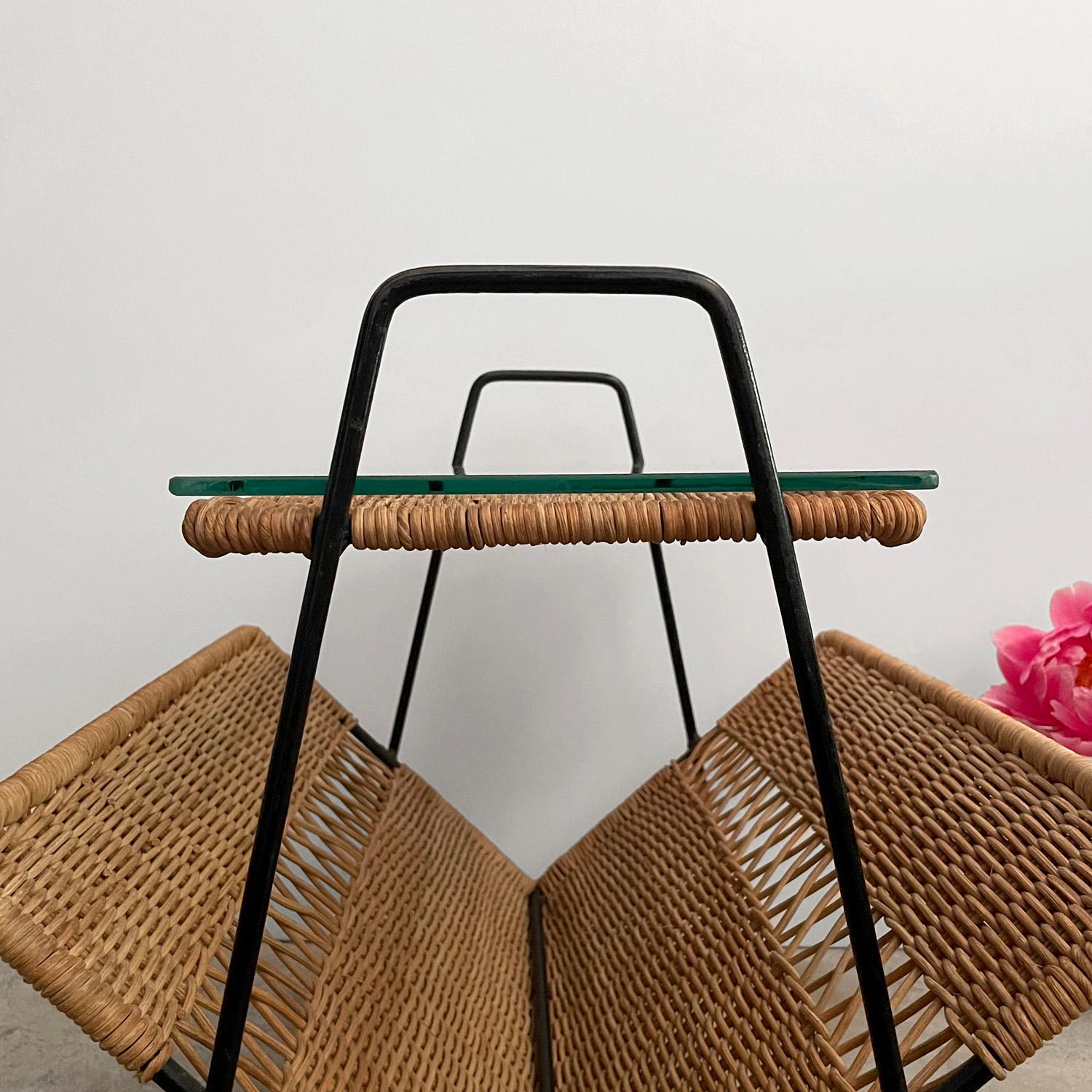 Raoul Guys French Wicker and Iron Magazine Side Table  For Sale 11