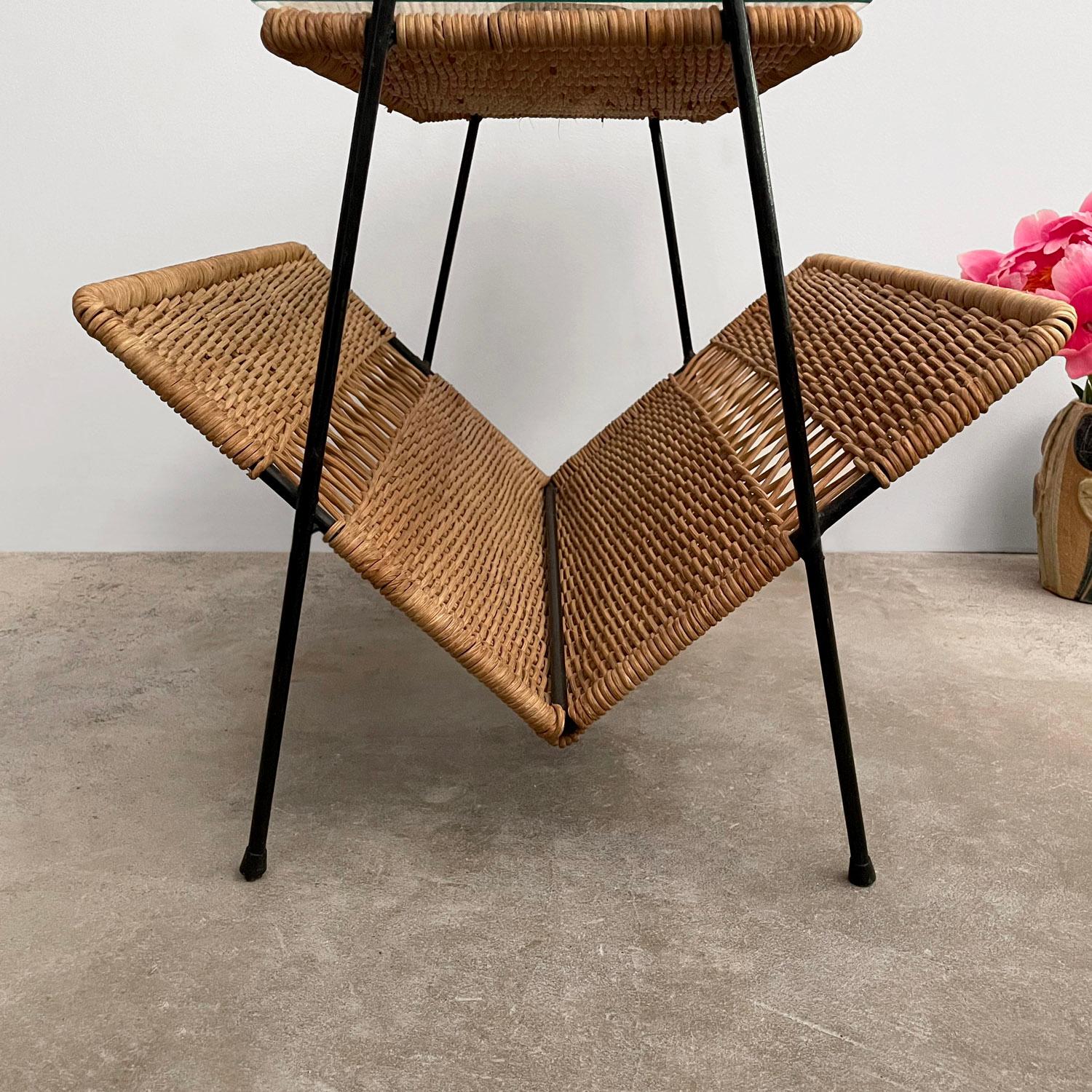 Raoul Guys French Wicker and Iron Magazine Side Table  For Sale 12