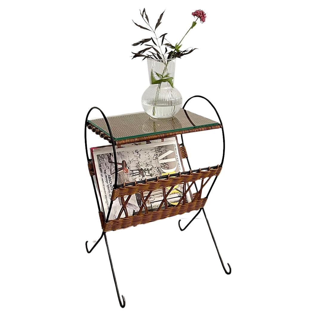 Raoul Guys French Wicker & Iron Magazine Table For Sale