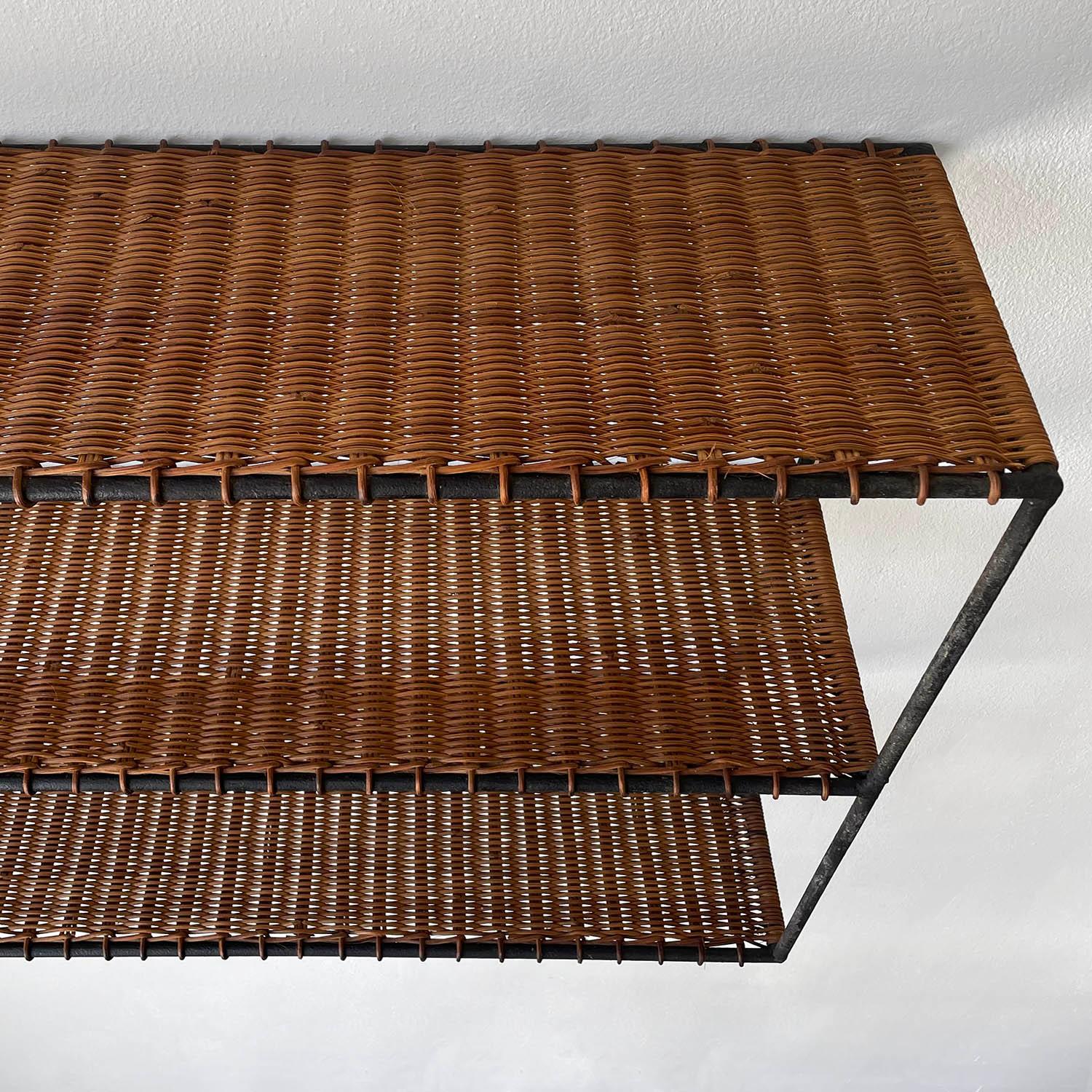 Raoul Guys Wicker and Iron Wall Shelf For Sale 2