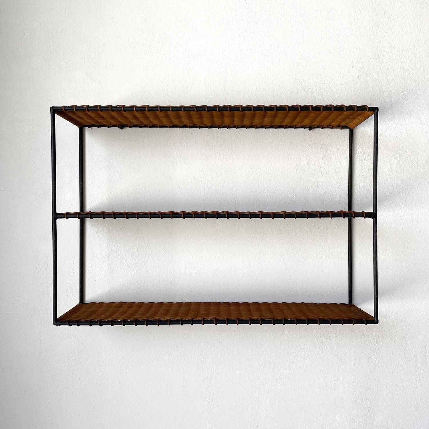 Raoul Guys Wicker and Iron Wall Shelf For Sale 3