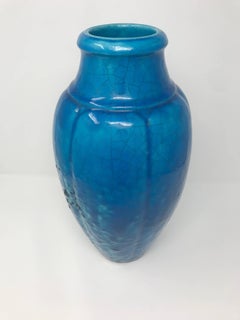 Raoul Lachenal 1930s Egyptian Blue Ceramic Vase
