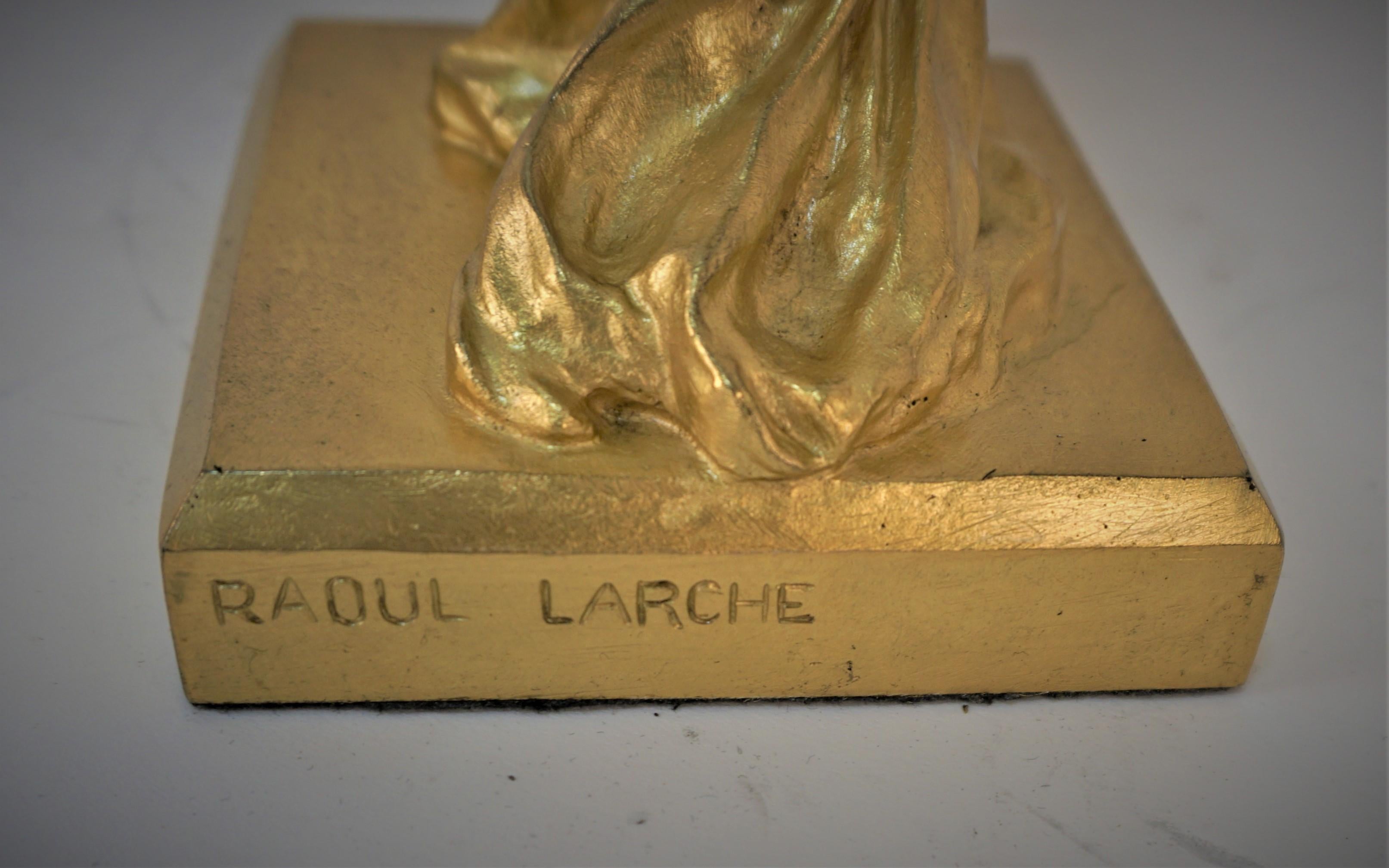 Art Nouveau Raoul Larche '1860-1912' Woman Standing in Gilt Bronze
