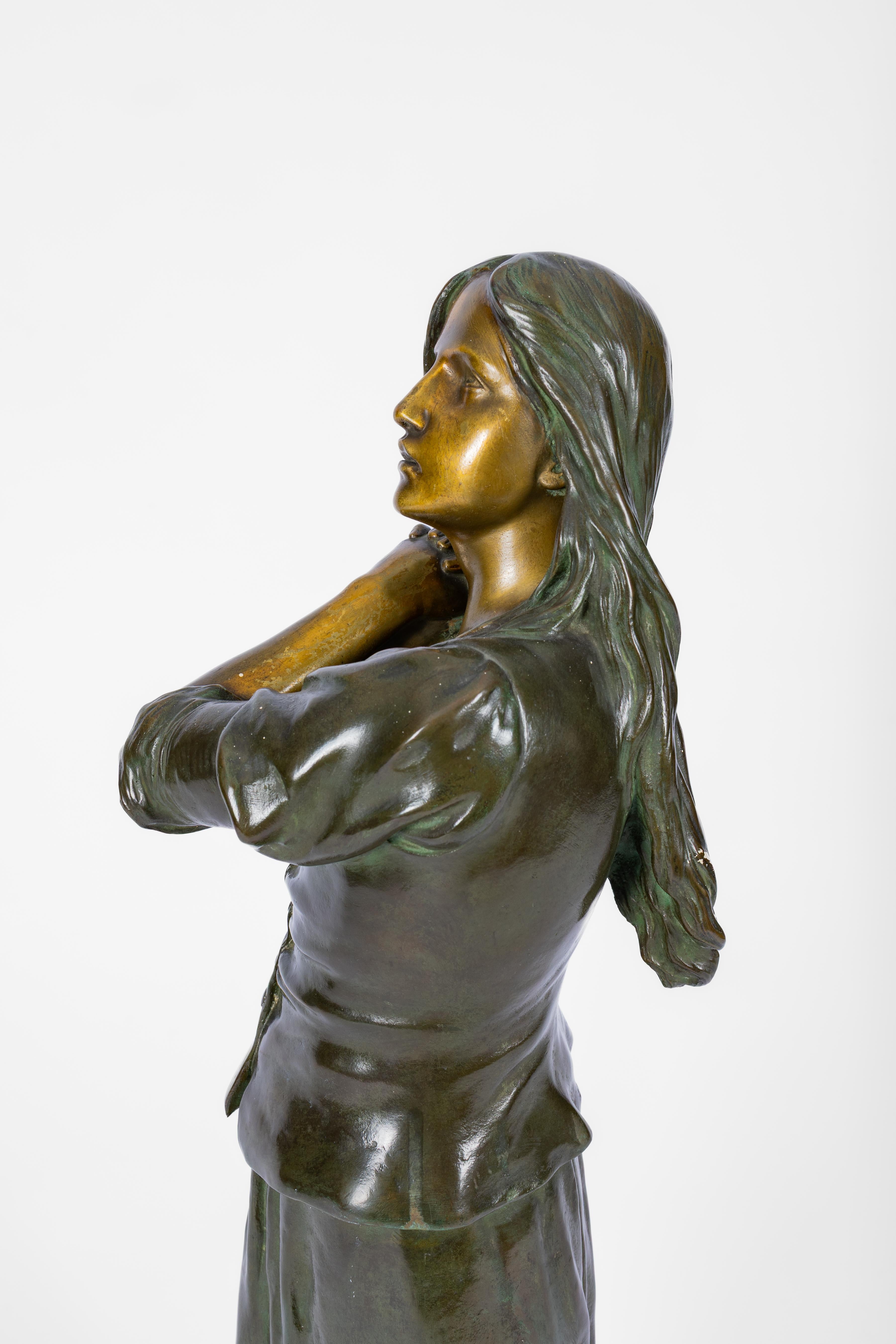 Stampato Raoul Larche: bronze sculpture of Jeanne d'Arc in vendita