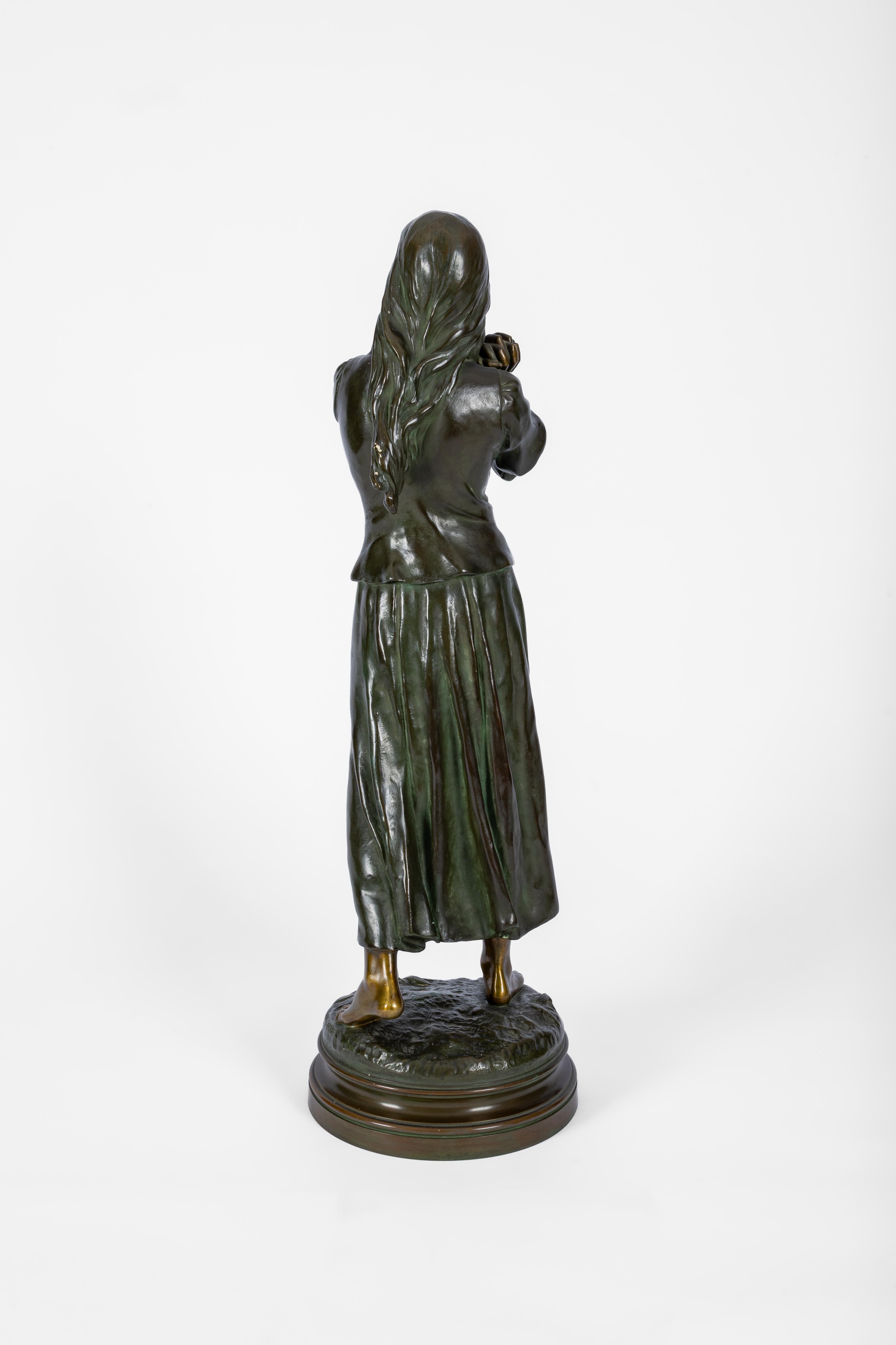 XX secolo Raoul Larche: bronze sculpture of Jeanne d'Arc in vendita