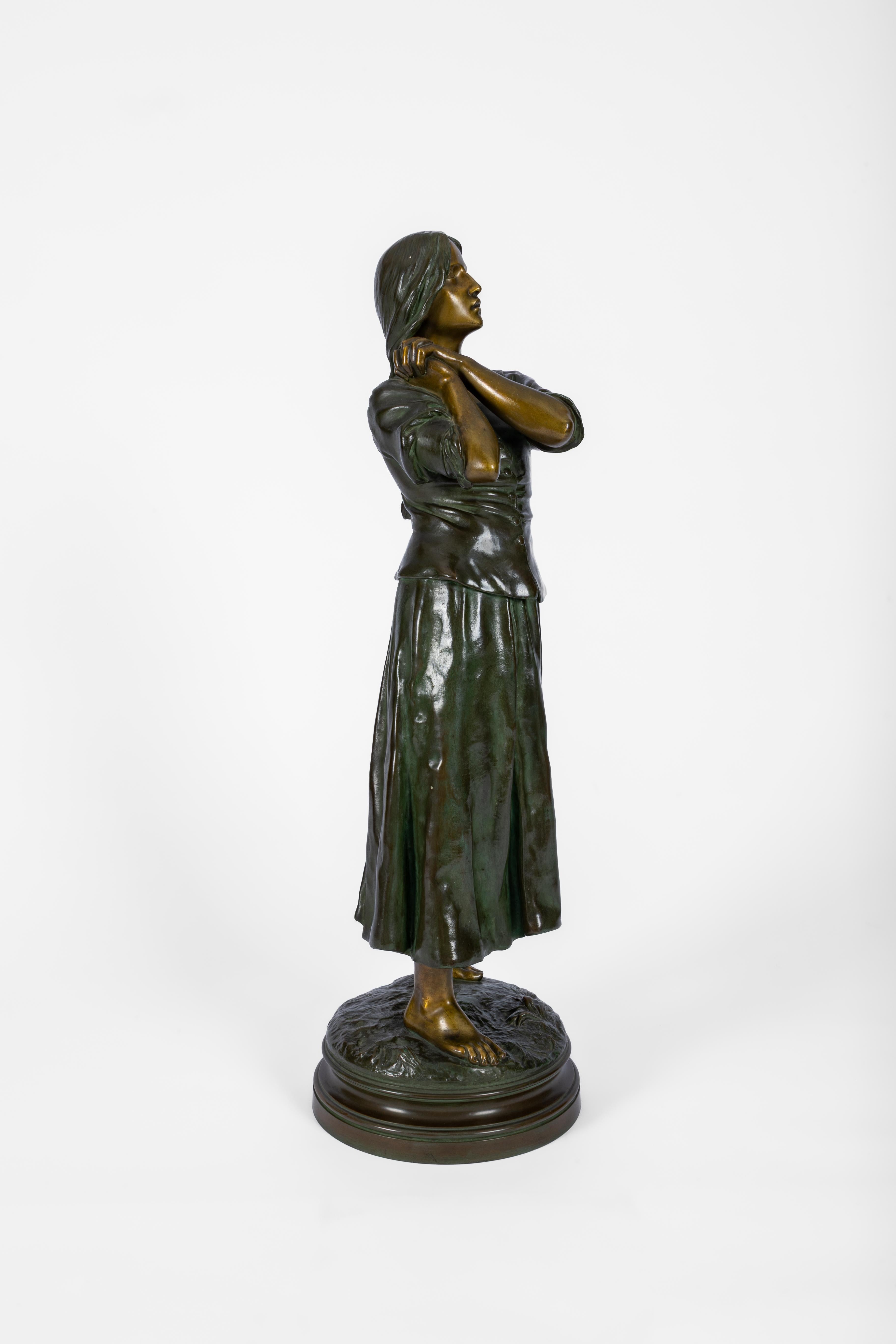 Bronzo Raoul Larche: bronze sculpture of Jeanne d'Arc in vendita