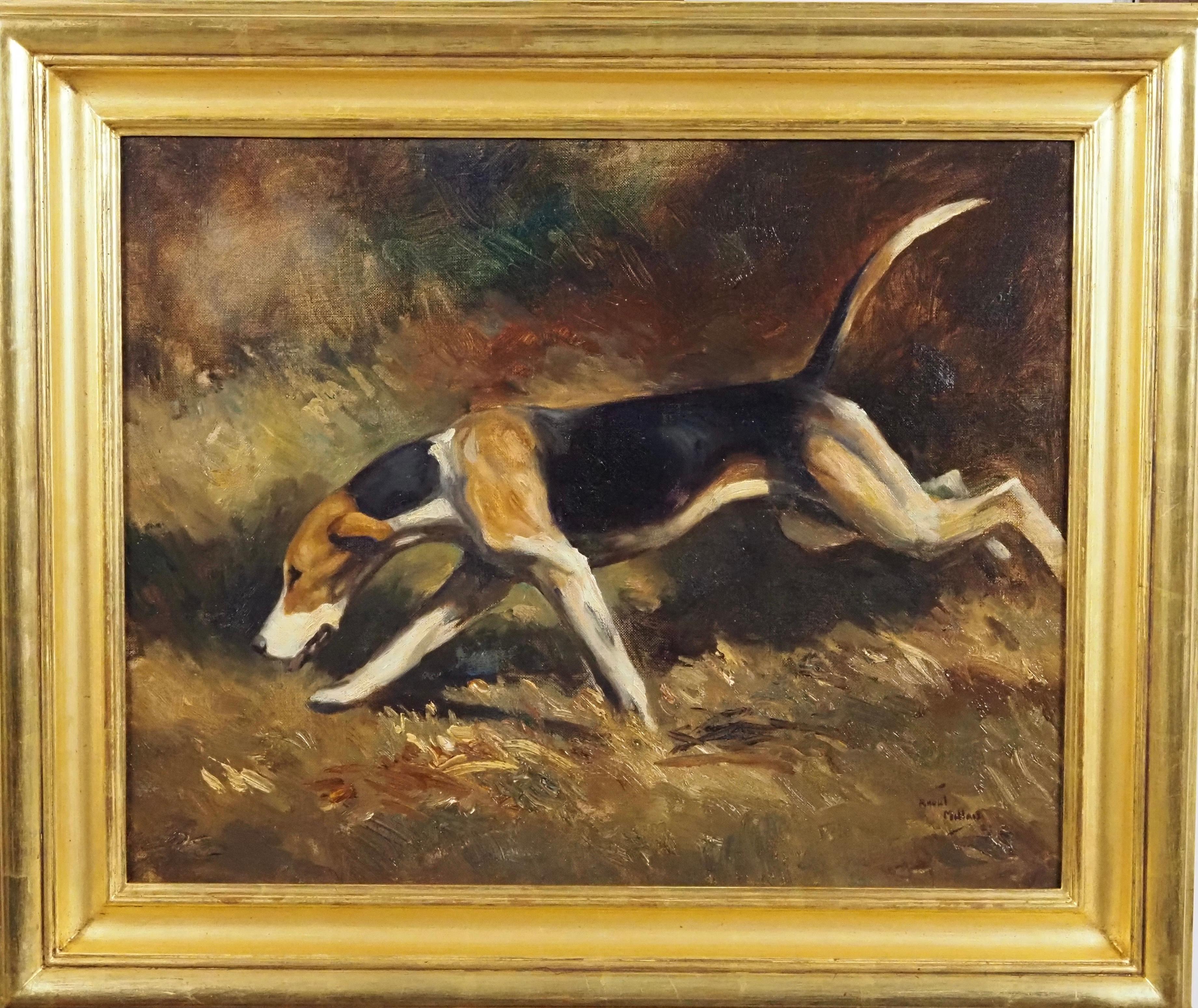 Raoul Millais Animal Painting - A Hound running in a landscape