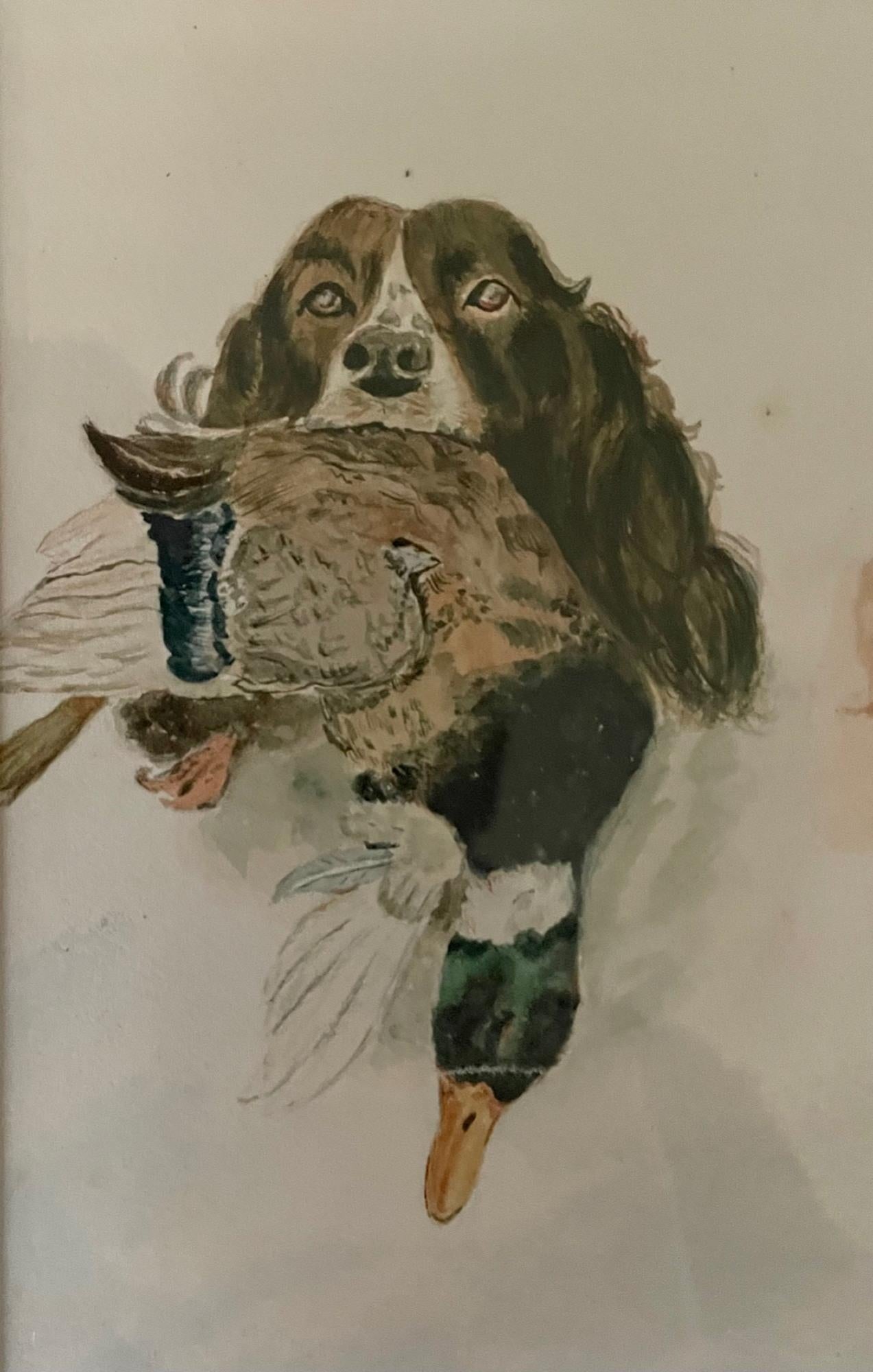 Mid-Century Modern Raoul Millais, Watercolor, Working Dogs For Sale