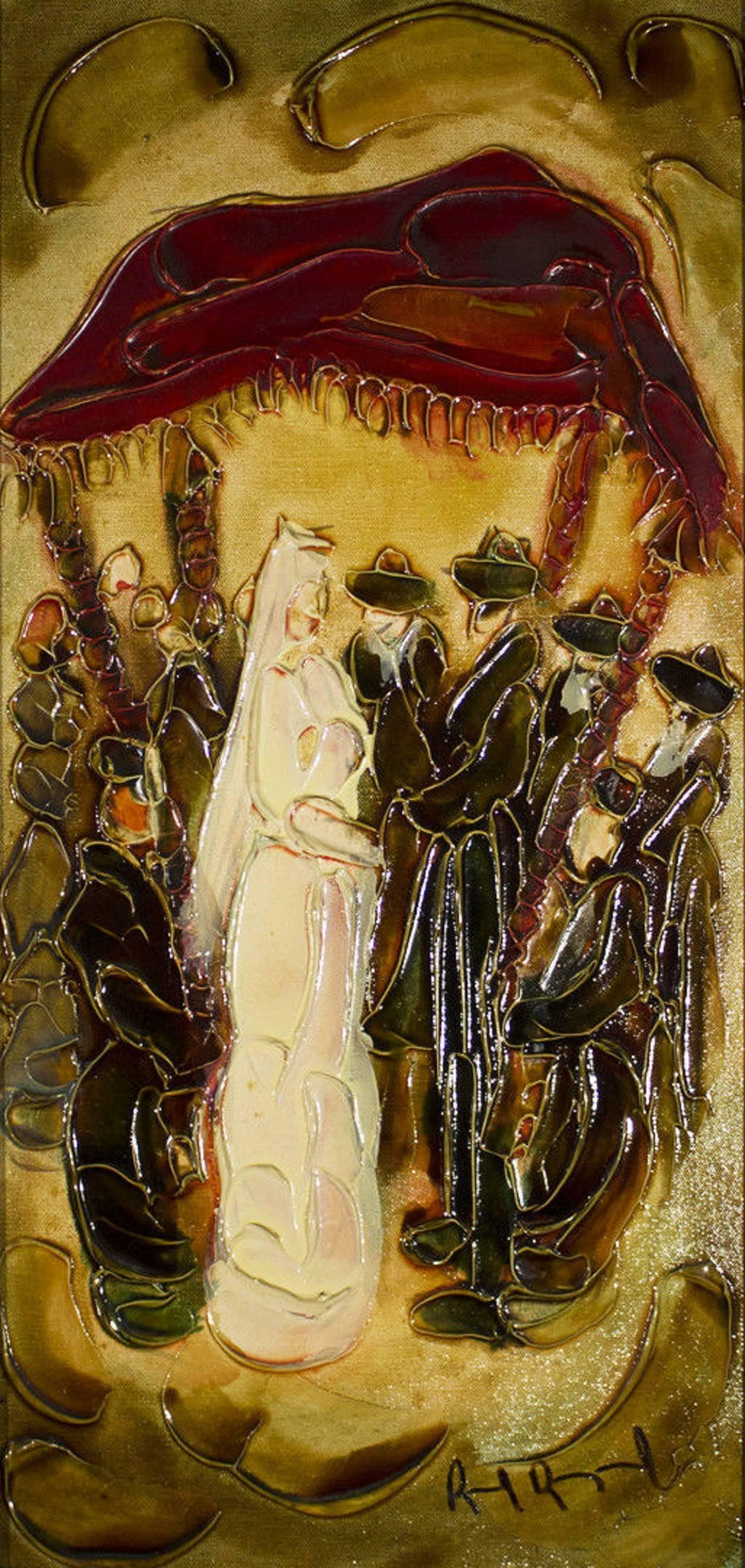 Jewish Wedding Chuppah Scence, Judaica - Painting by Raoul Raymond
