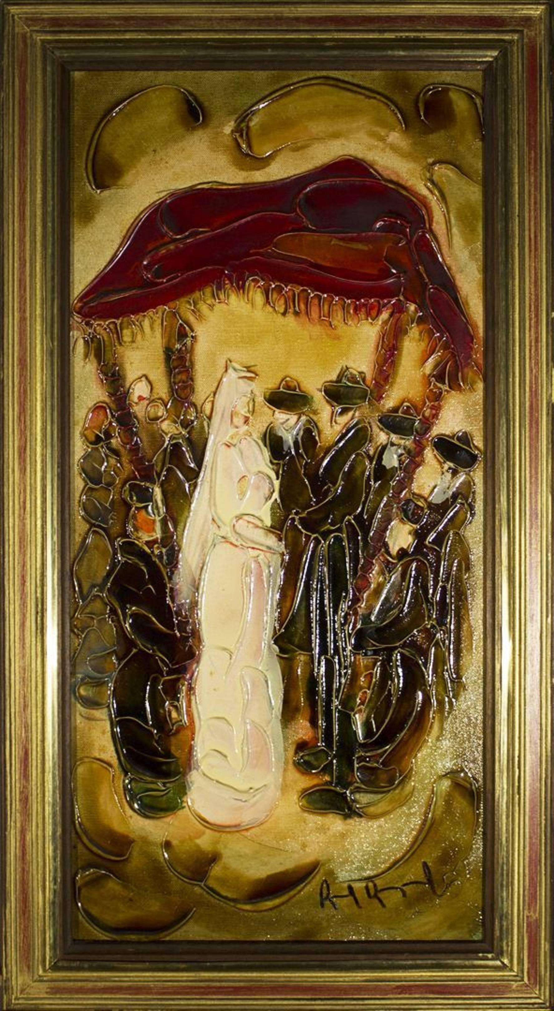 Raoul Raymond Figurative Painting - Jewish Wedding Chuppah Scence, Judaica
