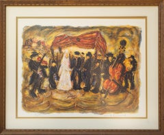 "Jewish Wedding Dance" Color Lithograph Depicting a Romantic Ceremony with Music