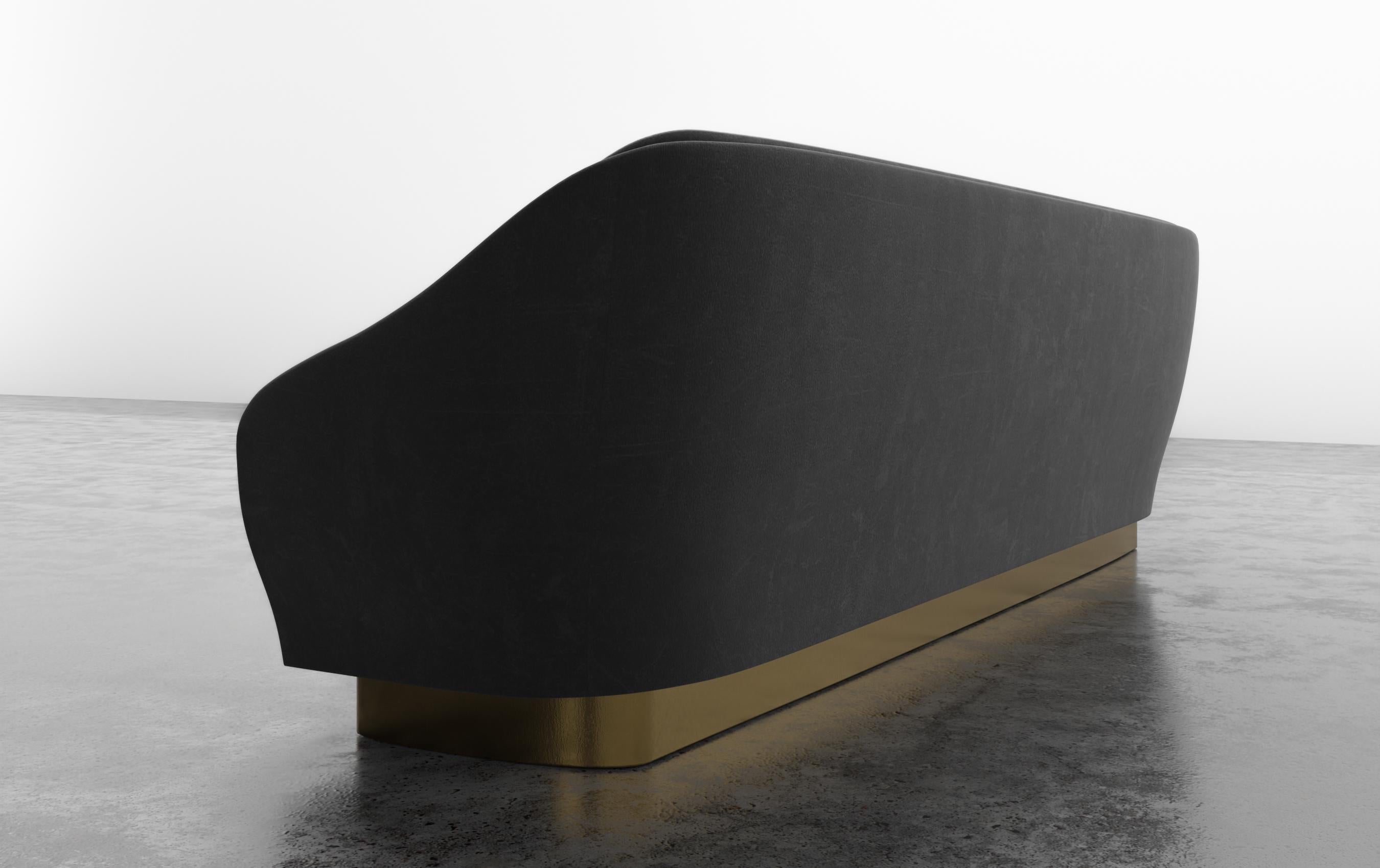 RAOUL SOFA - Modern Channeled Sofa on Brass Plinth Base in COM In New Condition For Sale In Laguna Niguel, CA