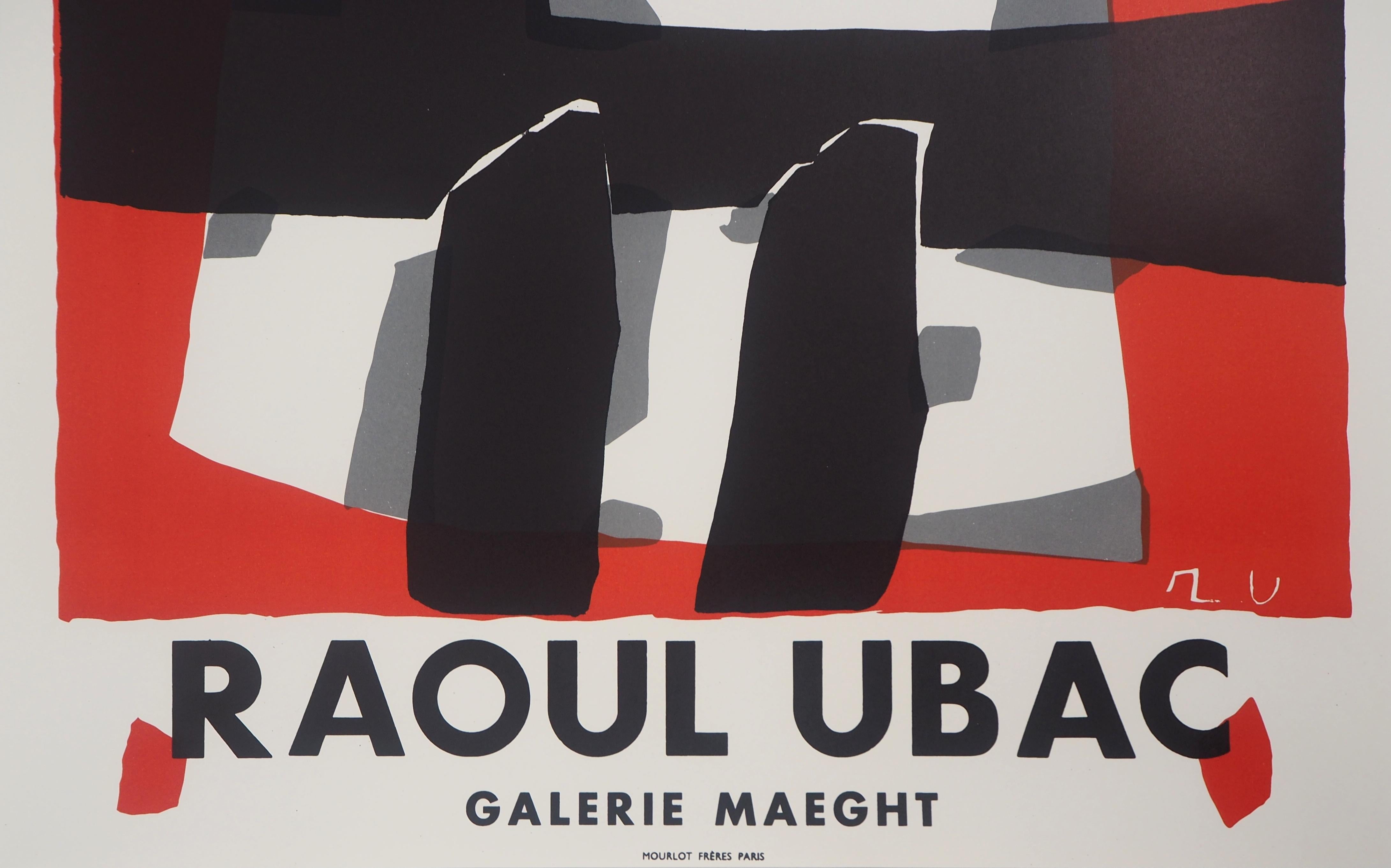 Composition abstraite noire et rouge - Lithographie originale (Mourlot) en vente 1