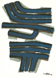 Abstract Composition - Original Lithograph by Raoul Ubac - 1965