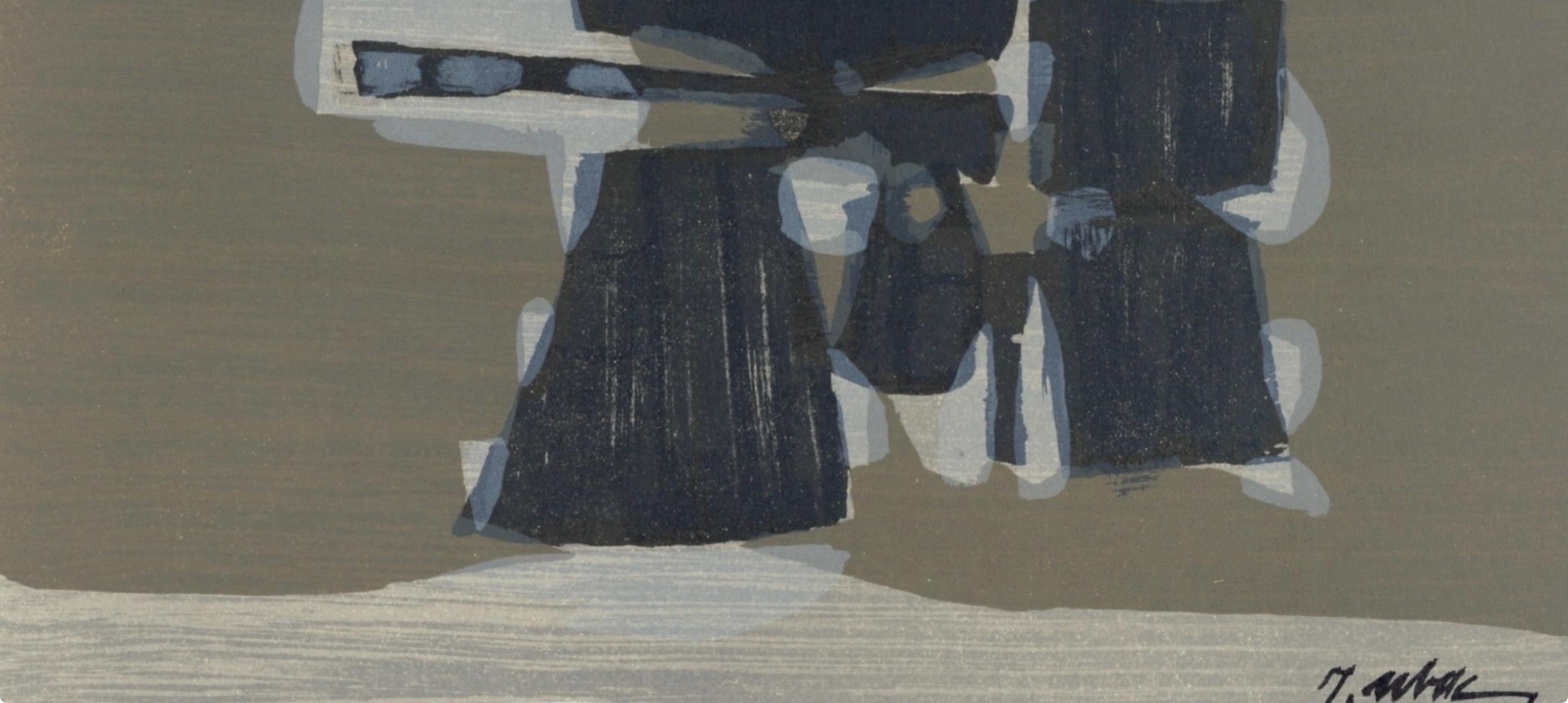 Charrue, L'Hommage à Georges Braque, Derrière le miroir (Grau), Landscape Print, von Raoul Ubac