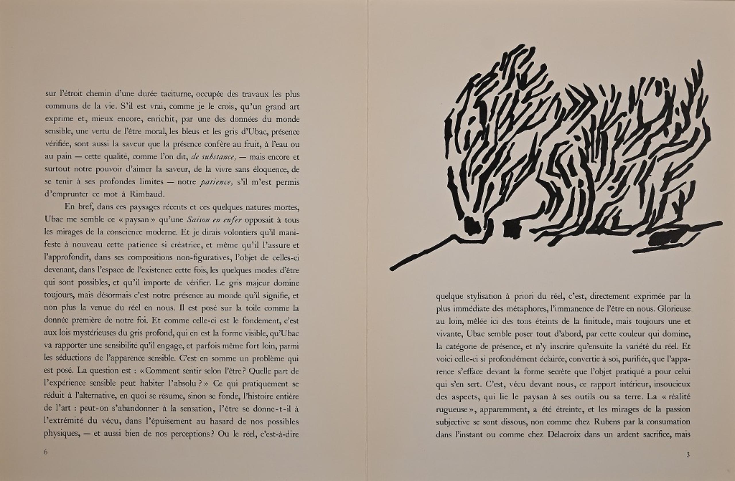 Composition rayée est une lithographie originale réalisée par Raoul Ubac pour la revue Derrière Le Miroir 142, en 1964.

Imprimé par les Ateliers de Maeght, Paris, 1964.

Bon état à l'exception d'un léger Foldes au centre dû au dos du magazine et de