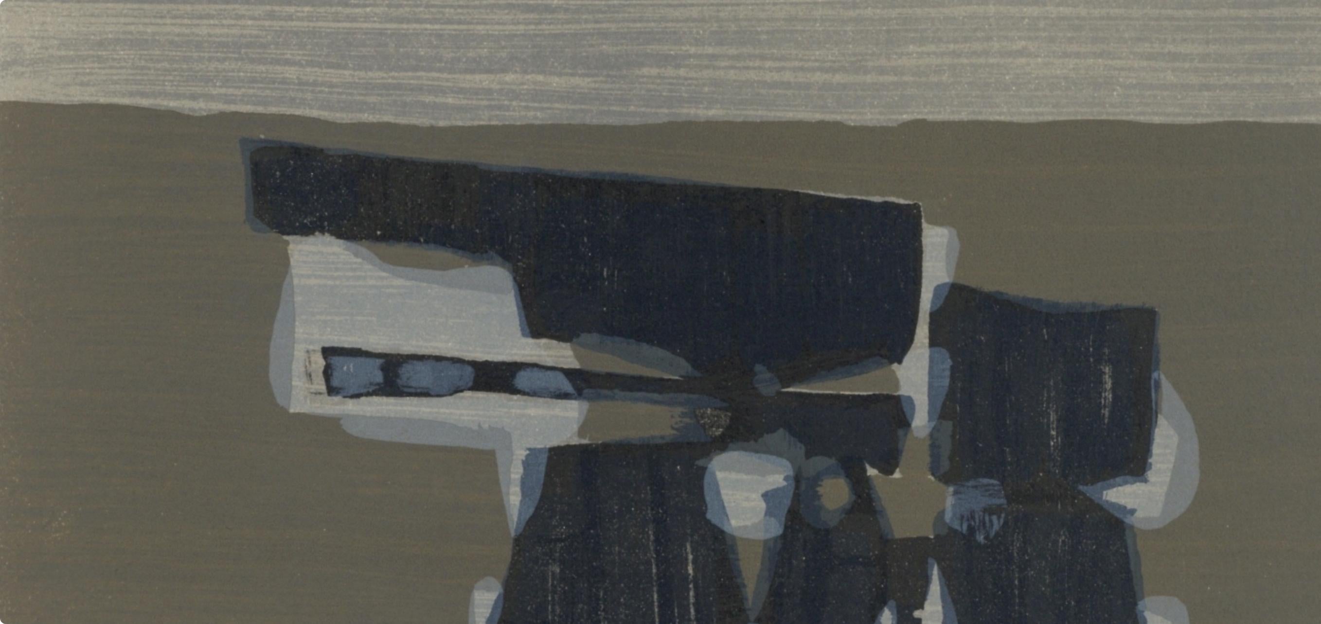 Ubac, Charrue, l’Hommage à Georges Braque, Derrière le miroir (after) - Gray Abstract Print by Raoul Ubac