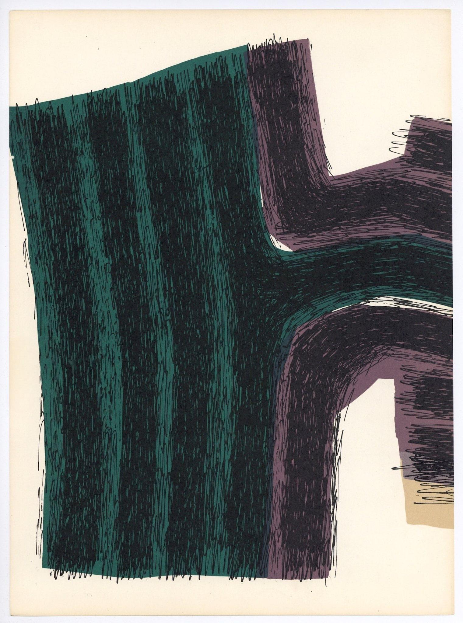 Ubac, Composition, Derrière le miroir (après) - Noir Abstract Print par Raoul Ubac